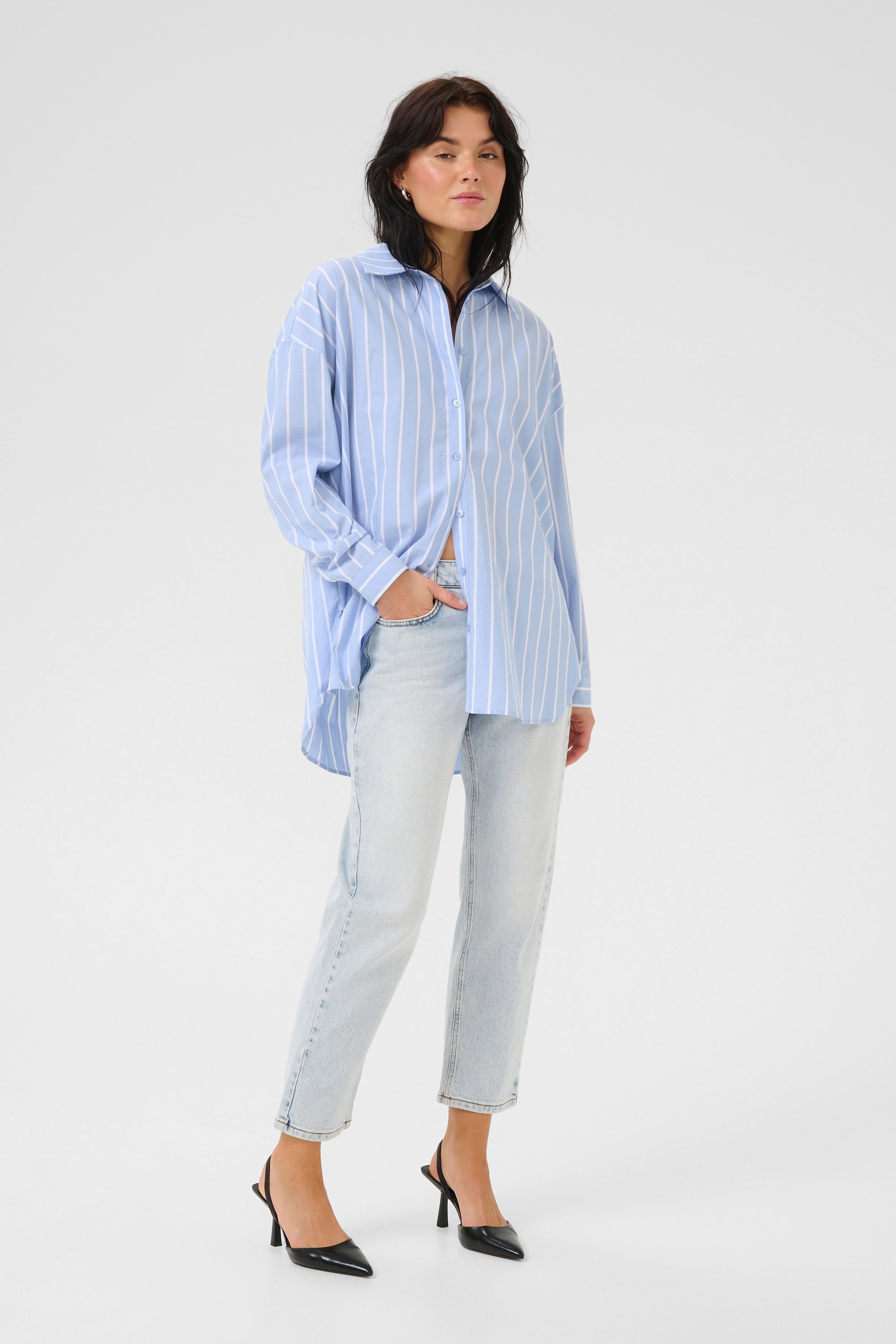 Thumbnail - Langarm-Hemd Box fit blue white