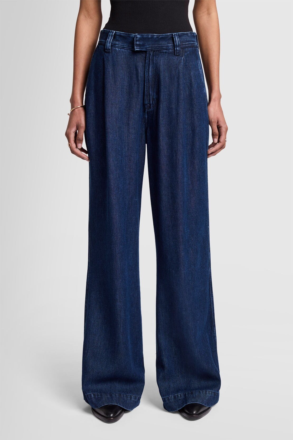 Damen Jeans Pleated Trouser Wide Leg Fit