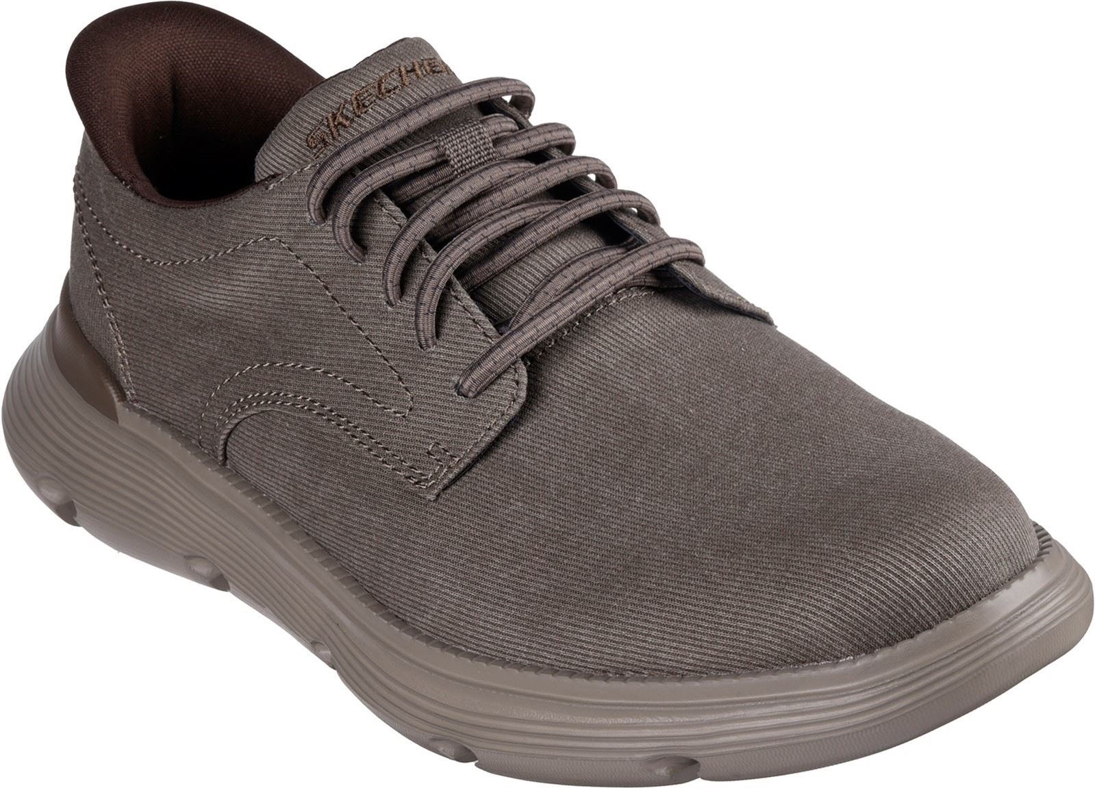 Thumbnail - Skechers Garza Clive Herren Schnürschuhe aus dunkelbrauner Baumwolle
