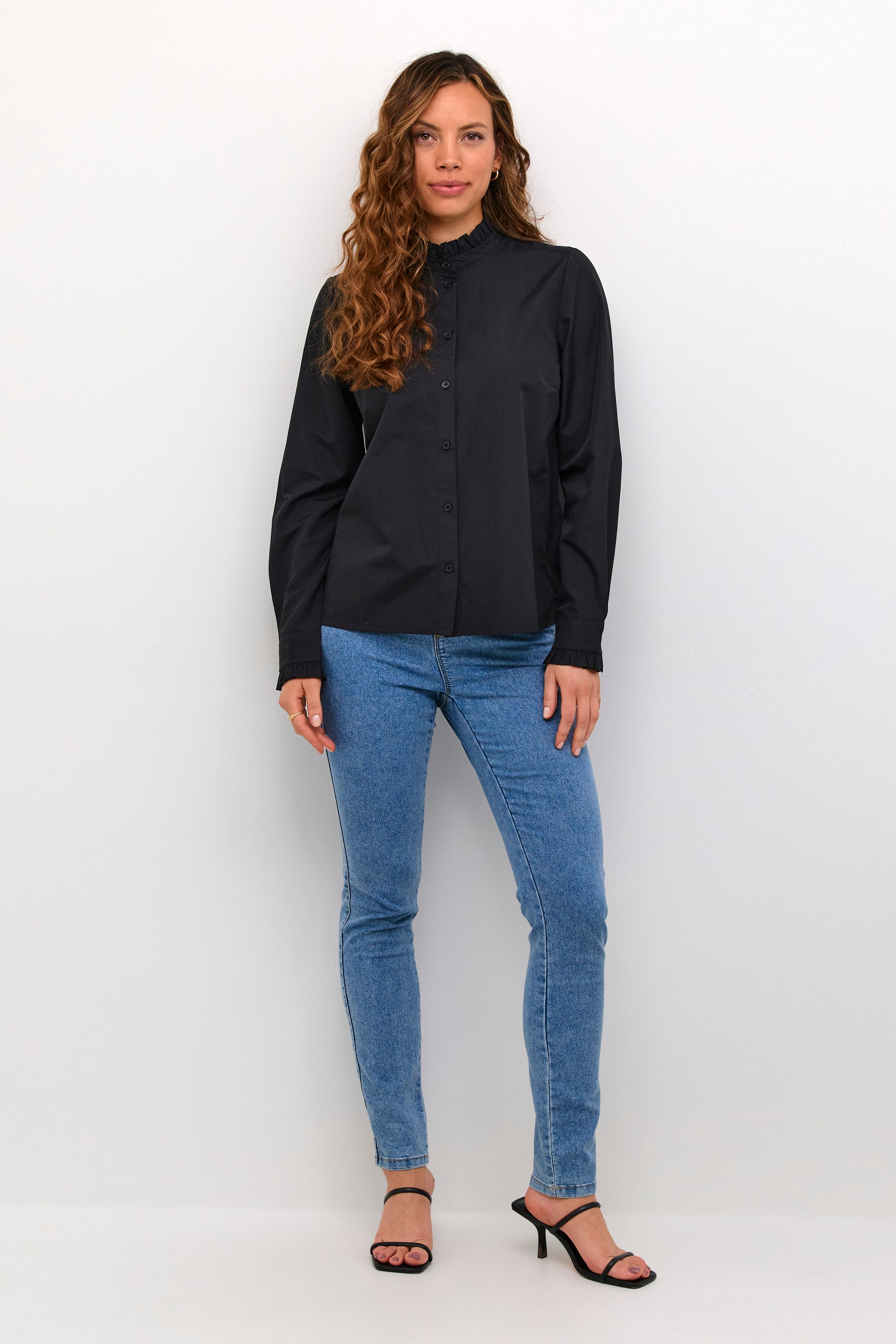Thumbnail - Langarm-Bluse Regular fit Black