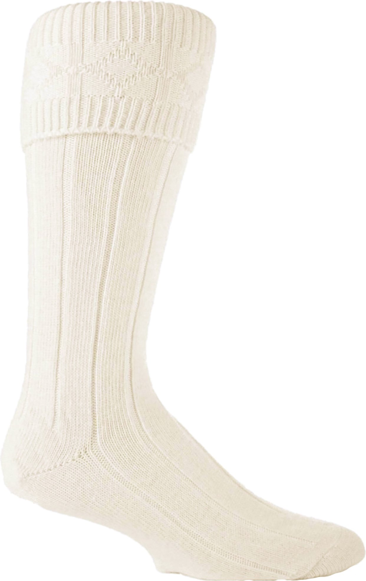 Herren kniehoch Wolle Mischung gerippt Creme Hose Kilt Socken - Creme