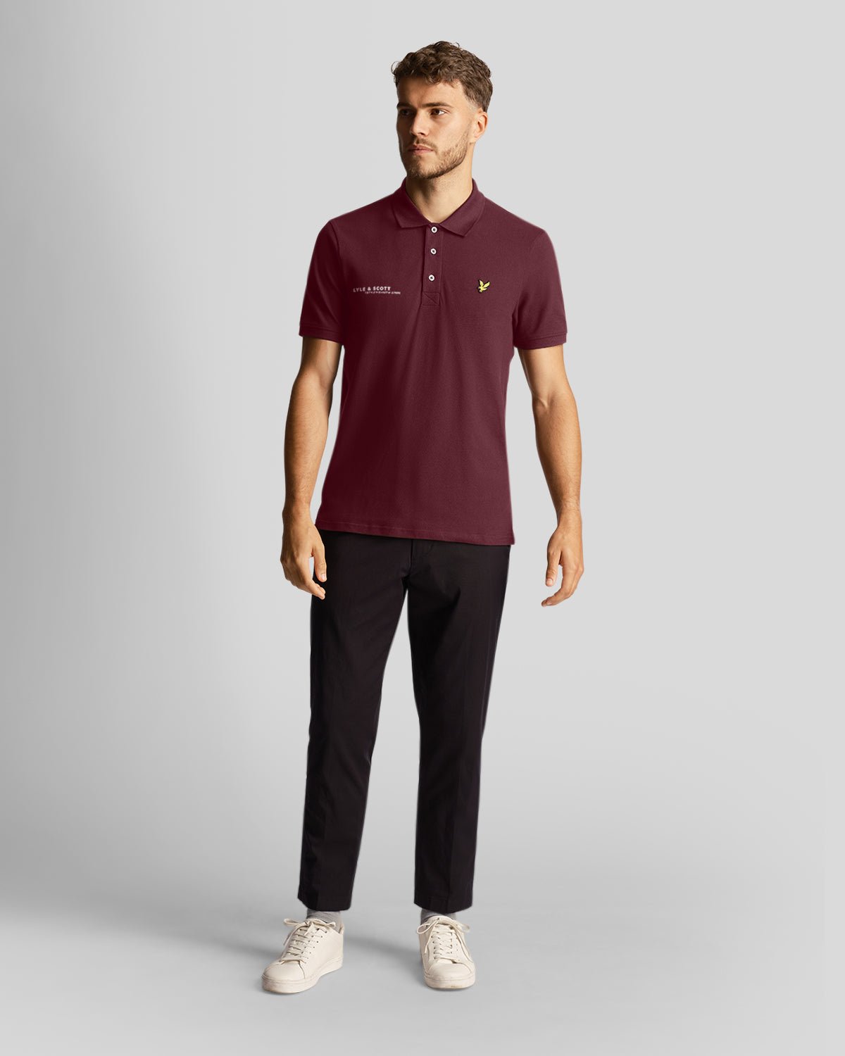 Men's Lyle and Scott Plain Polo Shirt Co-Ordinates Print in Burgundy