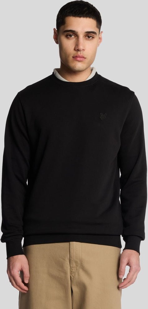Lyle & Scott Sweatshirt mit Rundhalsausschnitt aus superfeiner Baumwolle – Schwarz
