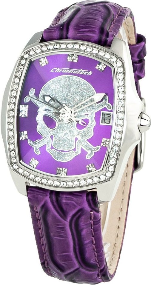 Thumbnail - Totenkopf Lila Glitzer Uhr