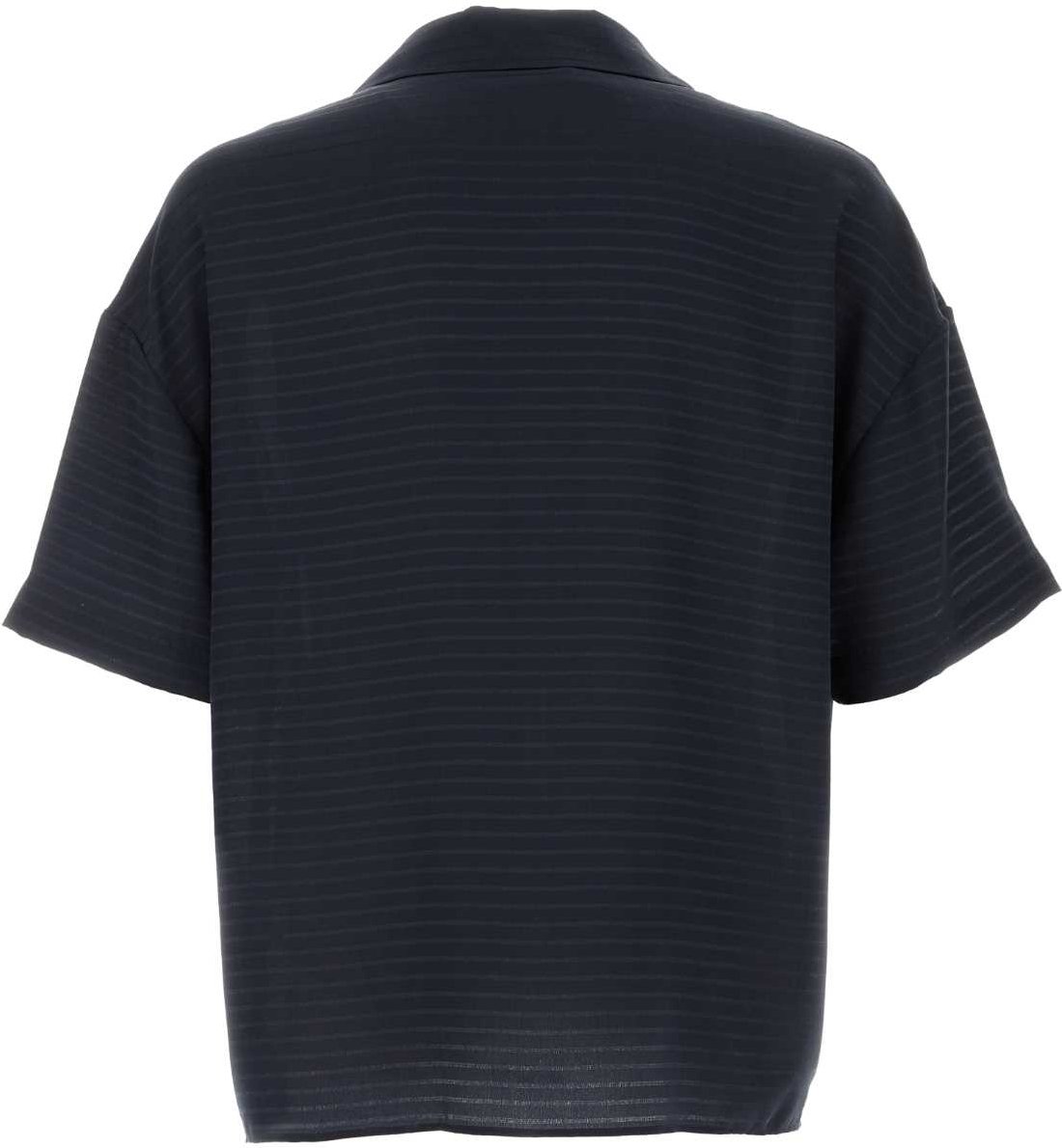 Marineblaues Seiden-Oversize-Polohemd