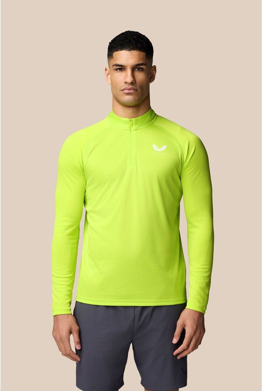 Castore Adapt 1/4 Zip Top Polyester Herren Grünes Activewear T-Shirts