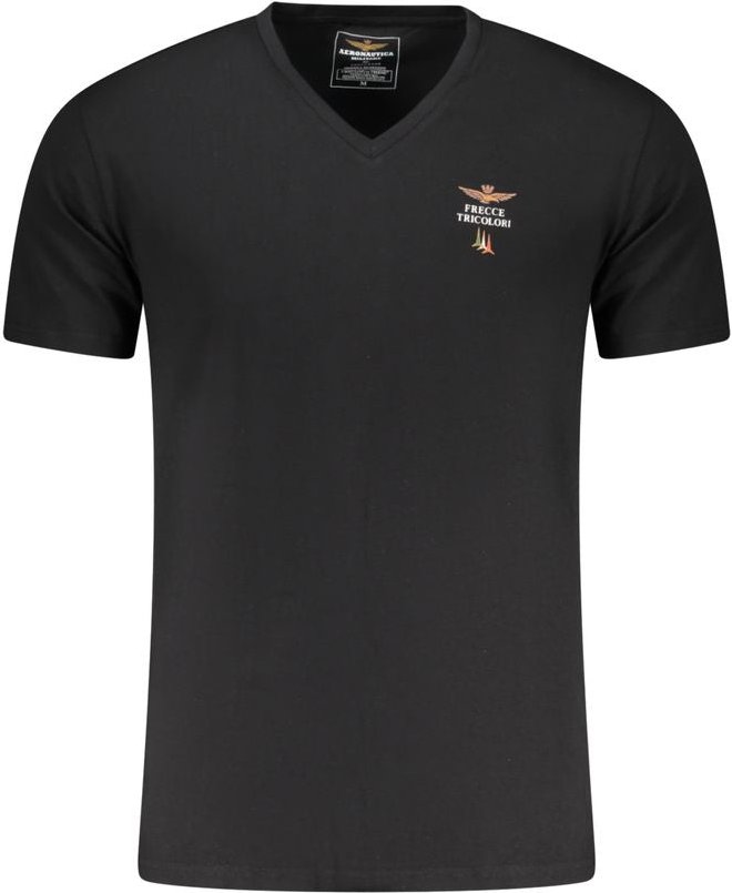 Aeronautica Militare Schwarzes Baumwolle Herren T-Shirt