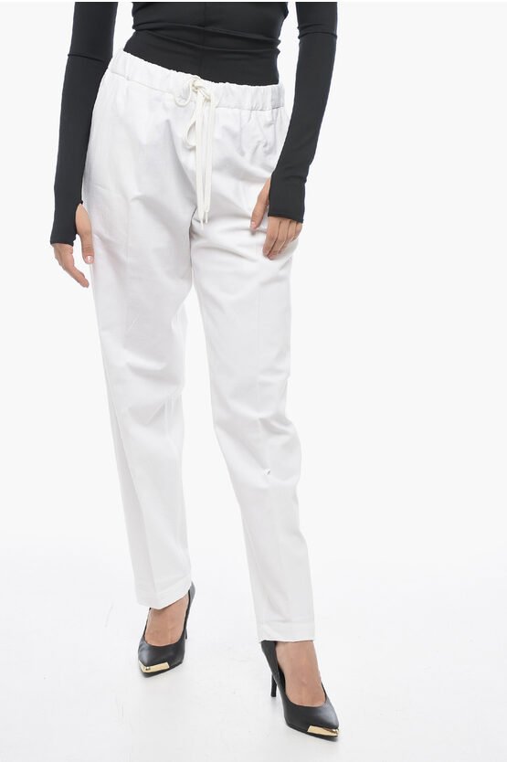MM6 Weiße Hose aus Leinenmischung mit Kordelzug