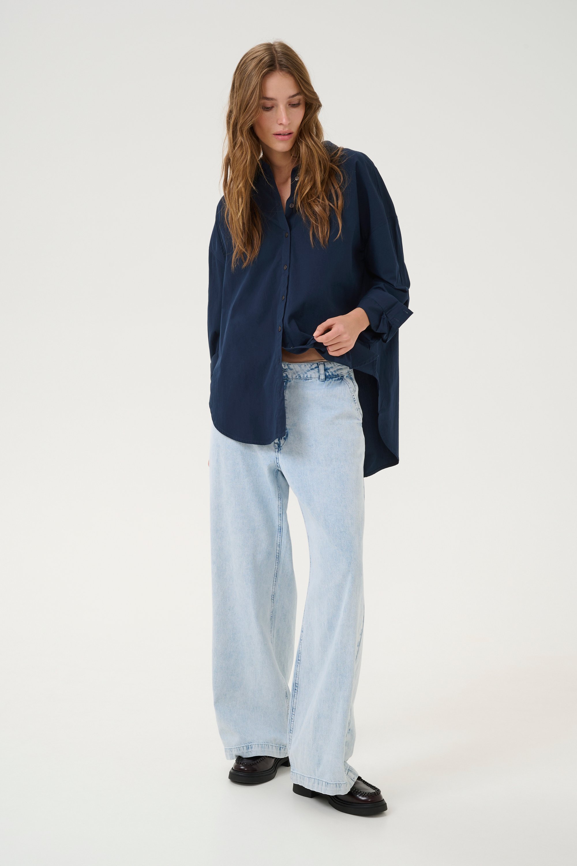 Langarm-Hemd Box fit dark blue