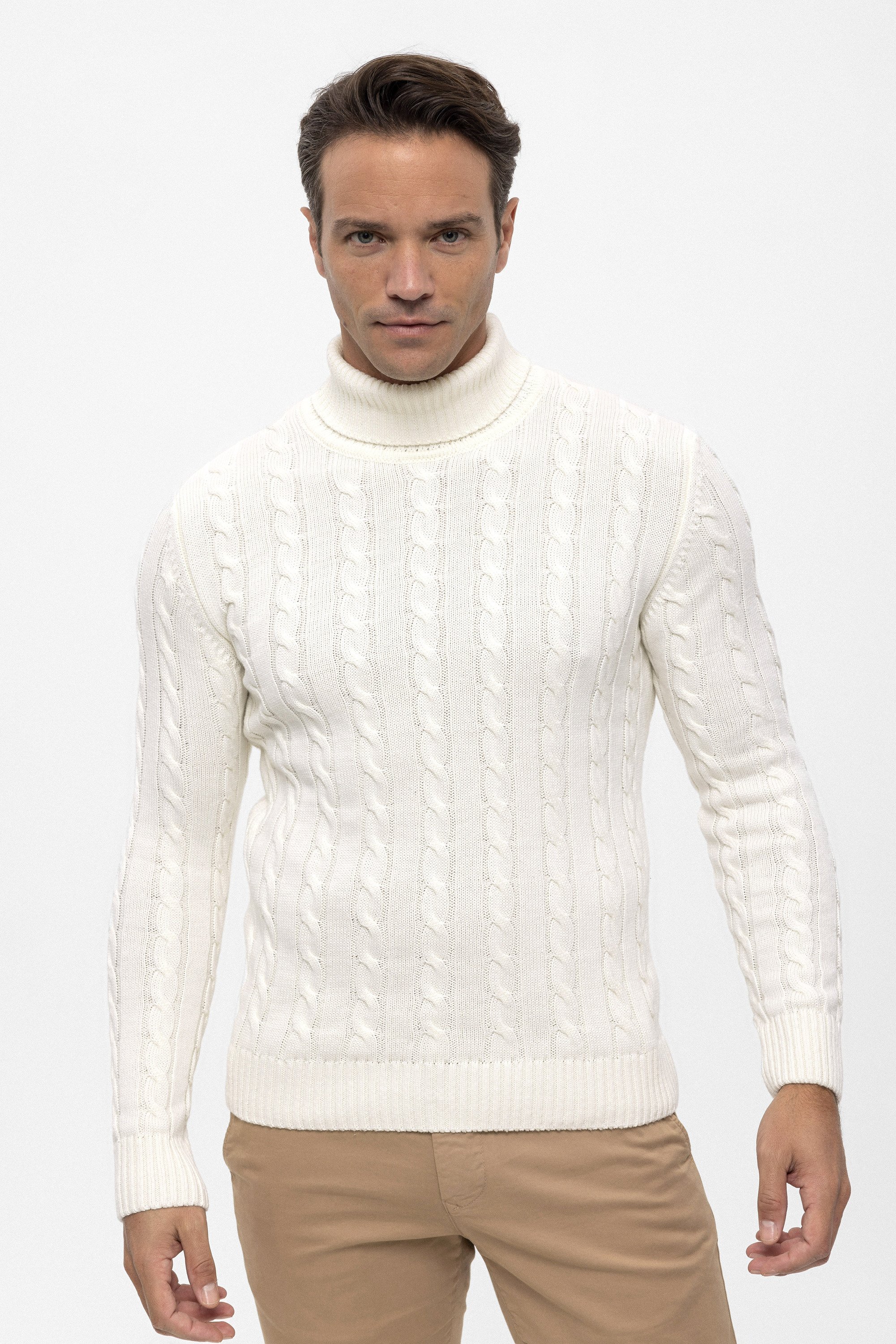 Thumbnail - Pullover Rollkragenpullover Aus Kabelstrick