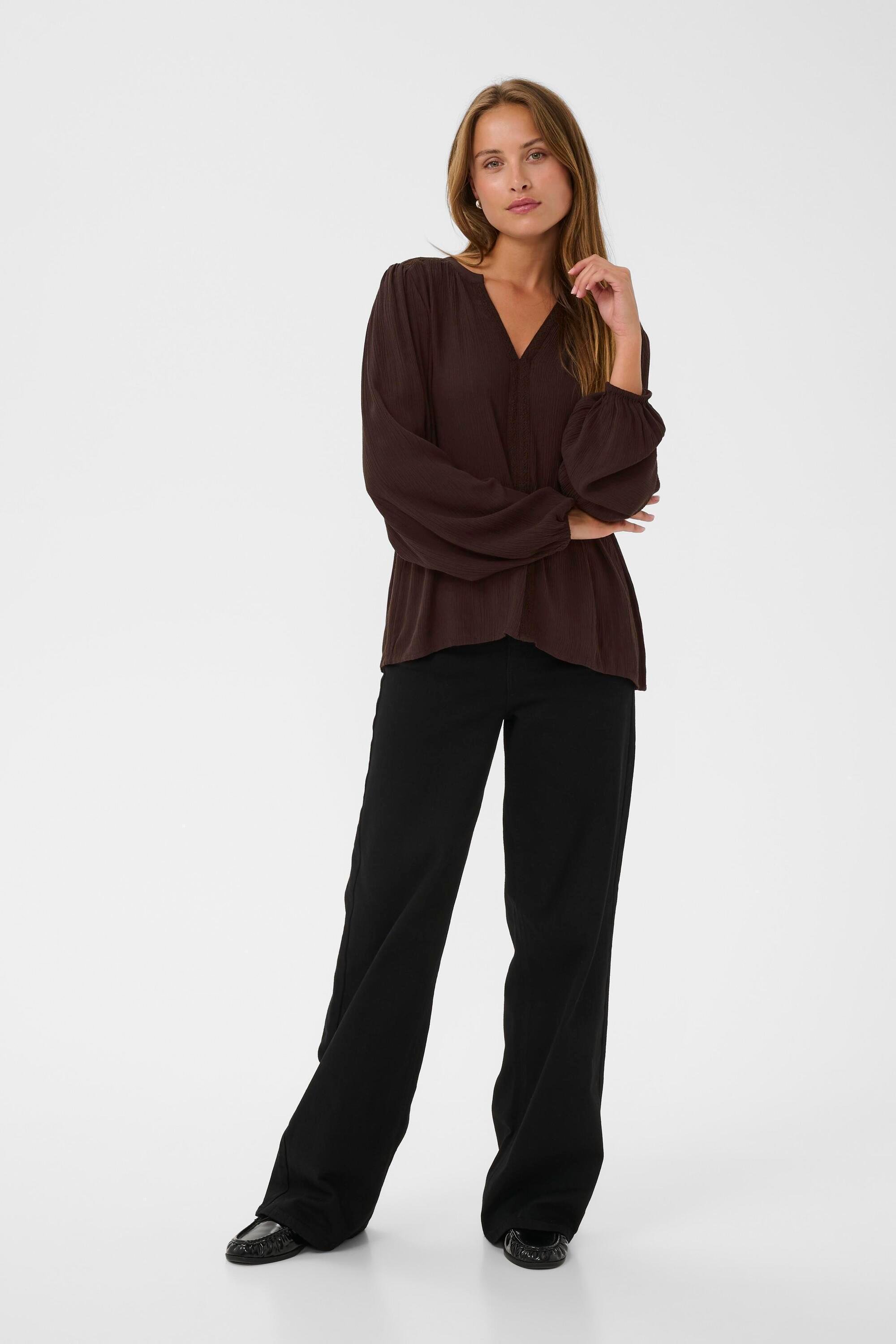 Langarm-Bluse KAstine Langarm-Bluse Regular fit dark brown