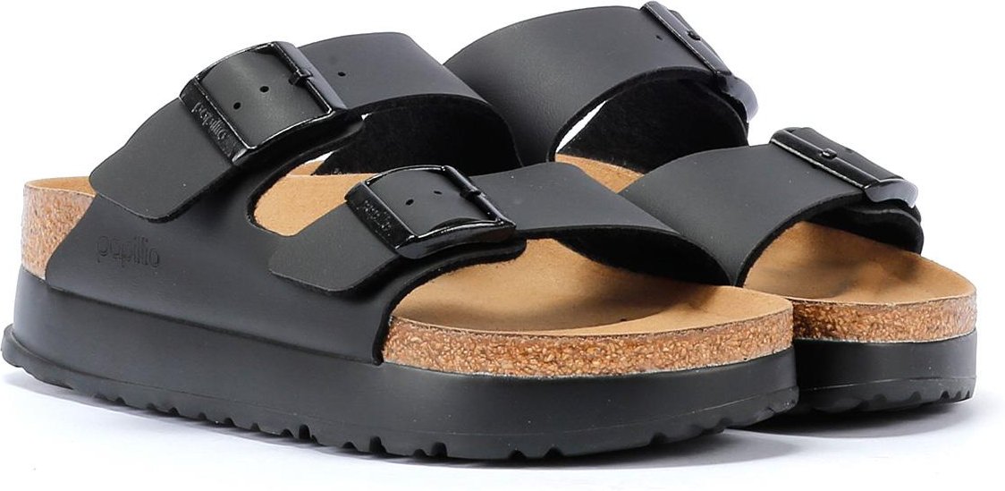 Birkenstock Arizona Flex Platform Damen Schwarz Schmal Sandalen
