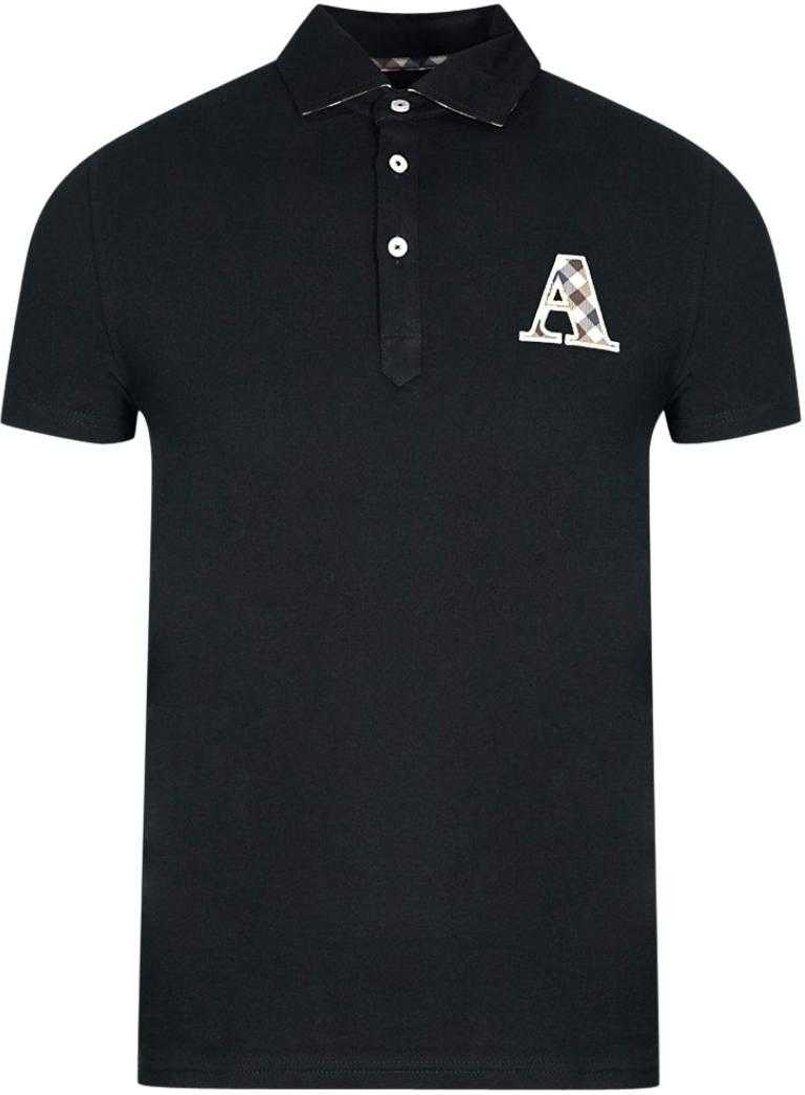 Aquascutum Unisex Erwachsenen Kariertes Logo Polo-Shirt (Schwarz)