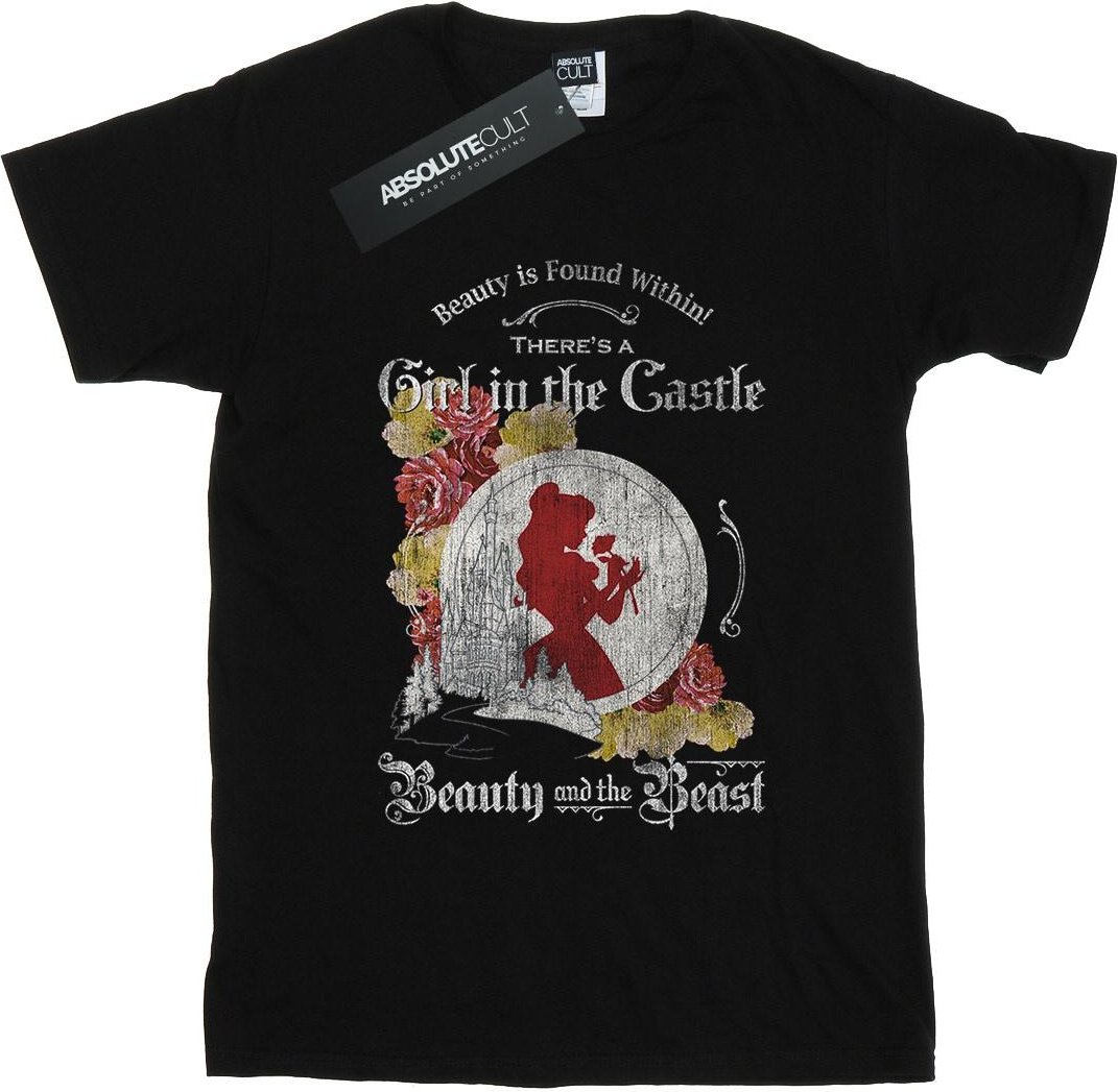 Disney - "Beauty And The Beast Girl in The Castle" T-Shirt für Mädchen (Schwarz)