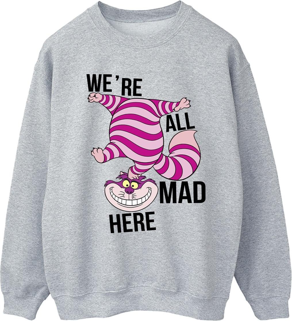 Disney Frauen/Damen Alice im Wunderland Alle verrückt hier Sweatshirt (Sport grau)