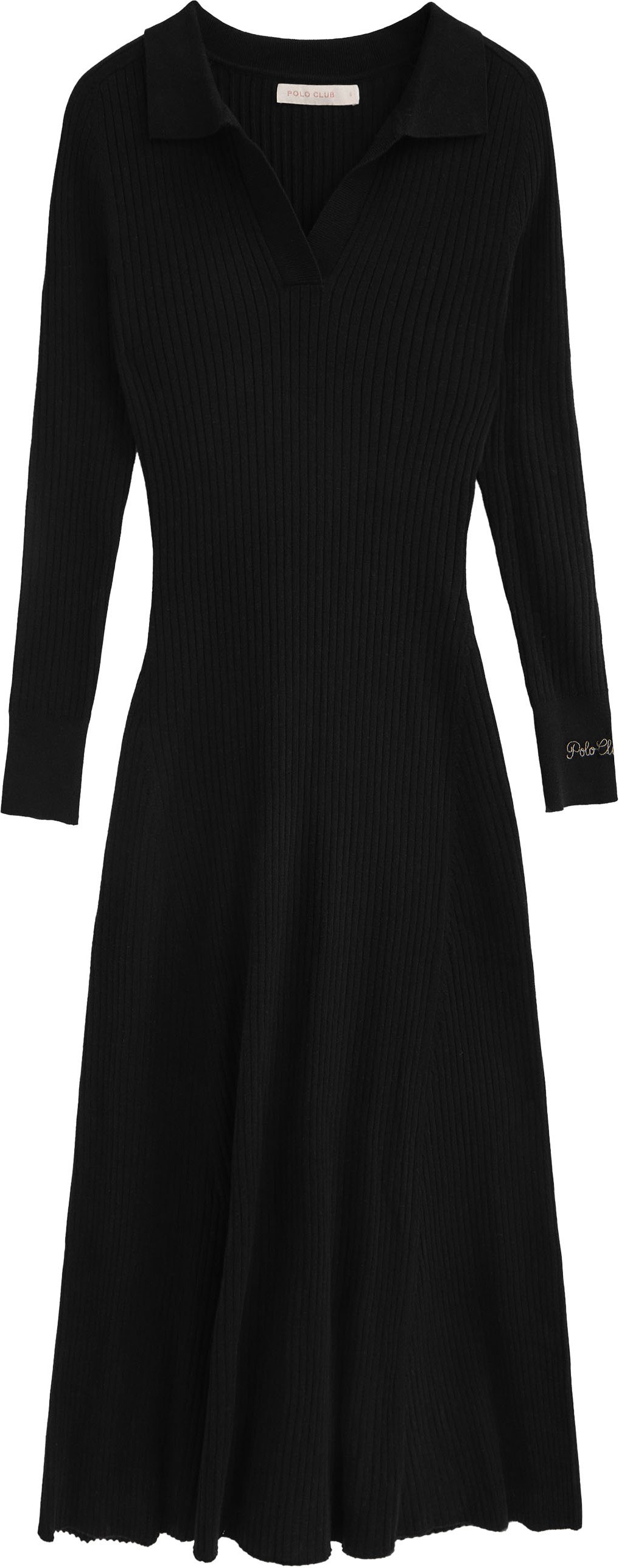 Midi-Strickkleid schwarz mit Polo Club-Logo