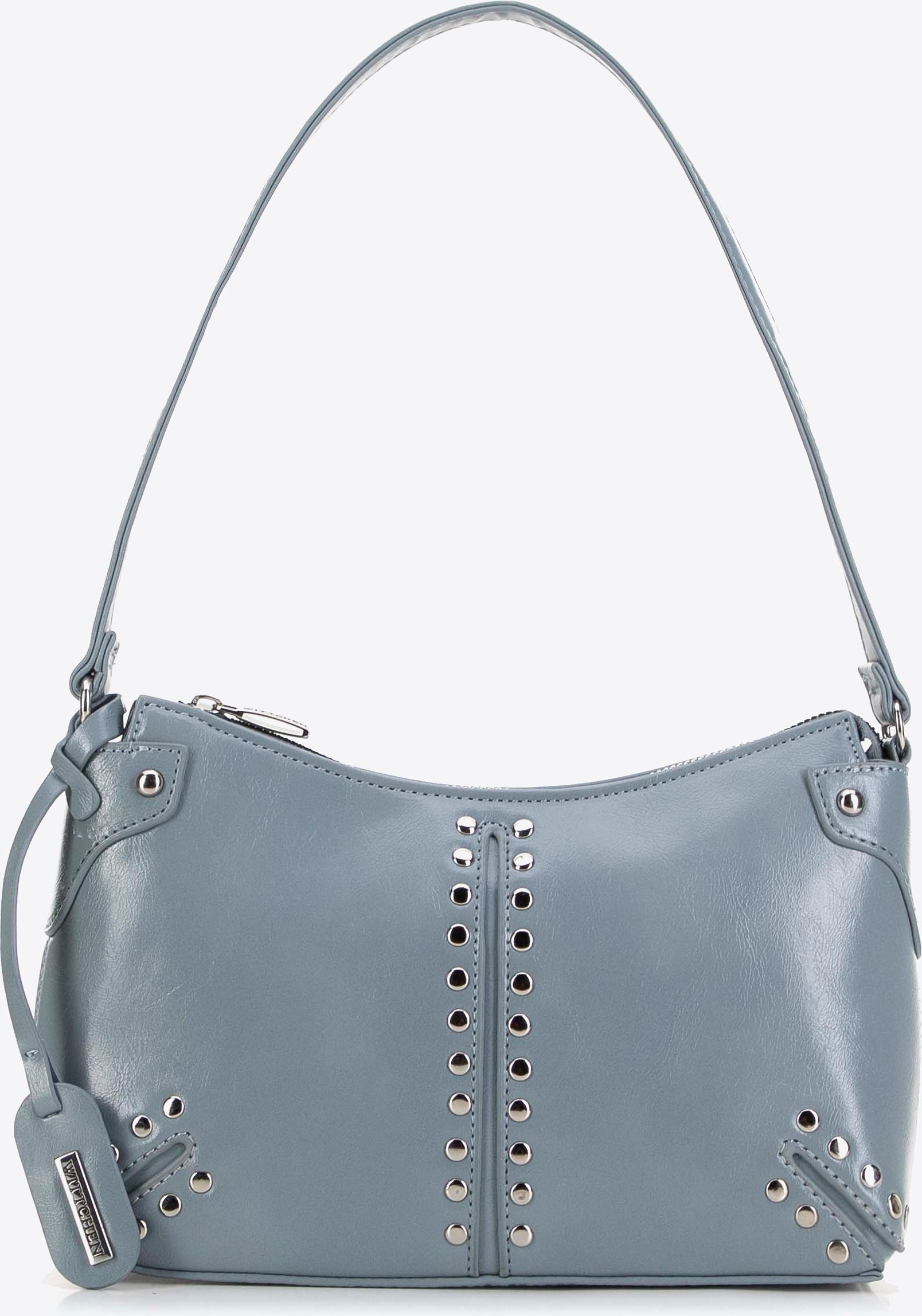 Wittchen Damen-Schultertasche mit Nieten, blau, Öko-Leder