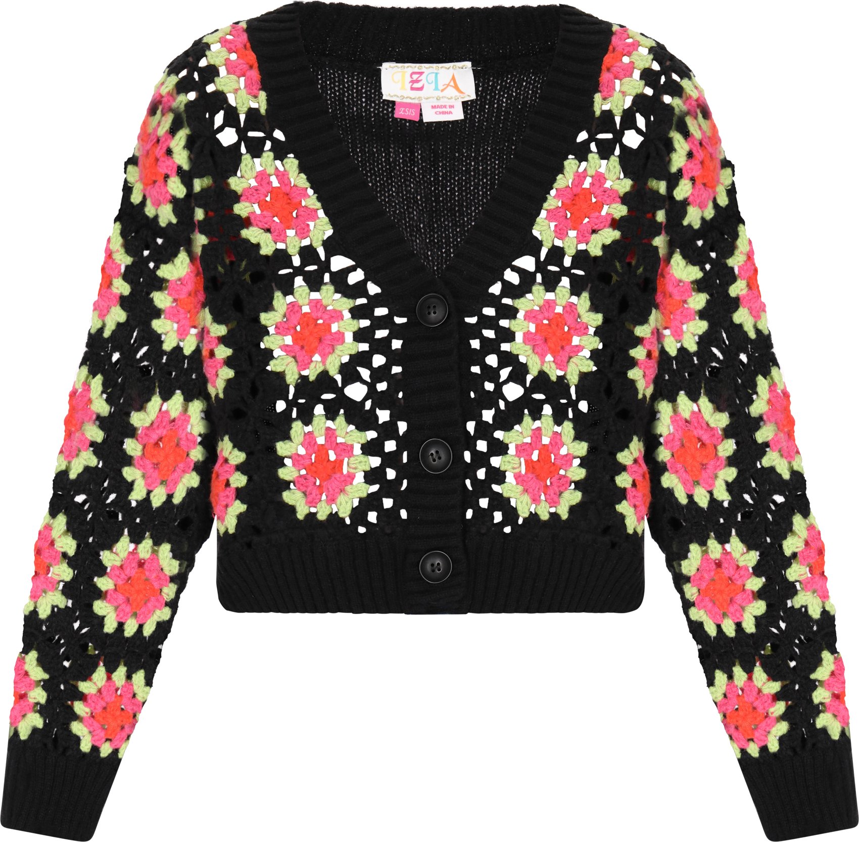 IZIA Strickjacke Frauen schwarz mehrfarbig