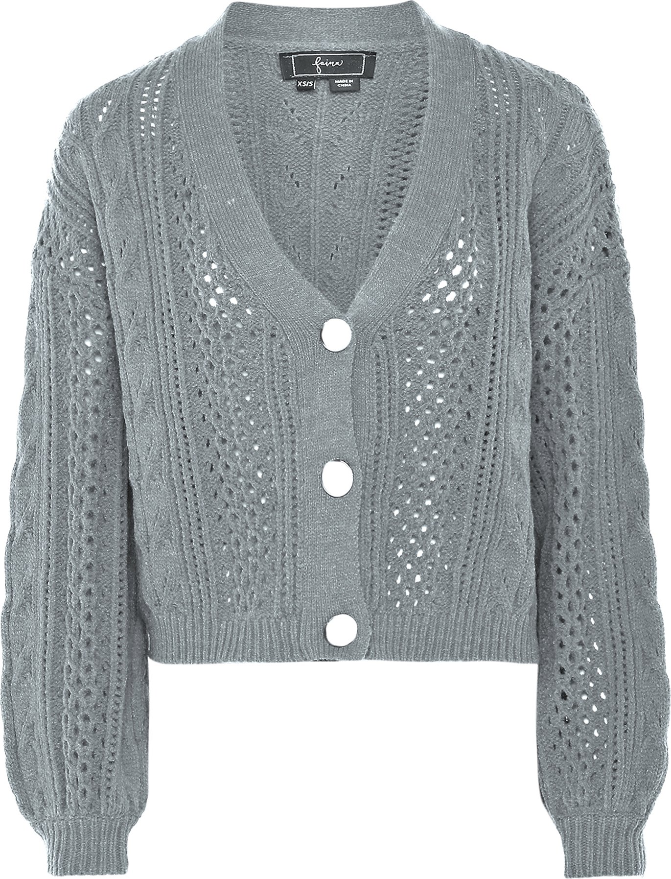 Faina Strickjacke Damen hellgrau melange