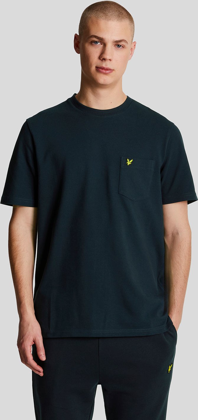 Lyle & Scott Herren-T-Shirt mit schlichtem Piqué und Tasche in Marineblau