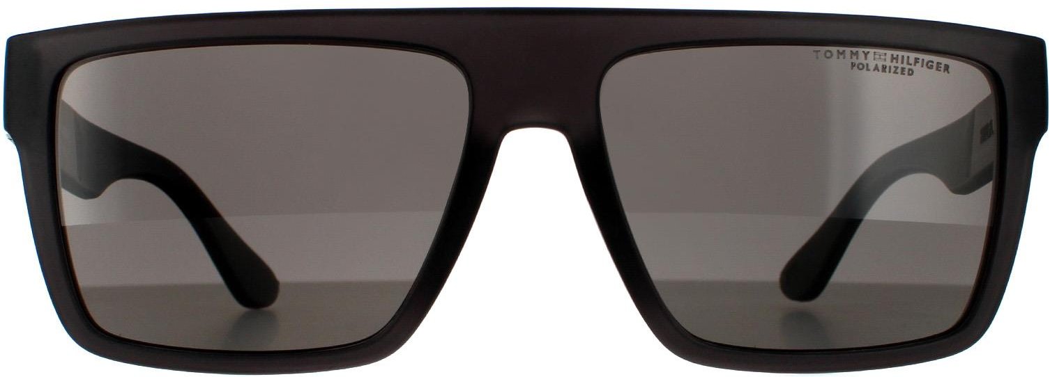 Thumbnail - Tommy Hilfiger Rectangle Mens Matte Grey Grey Polarized Sonnenbrille