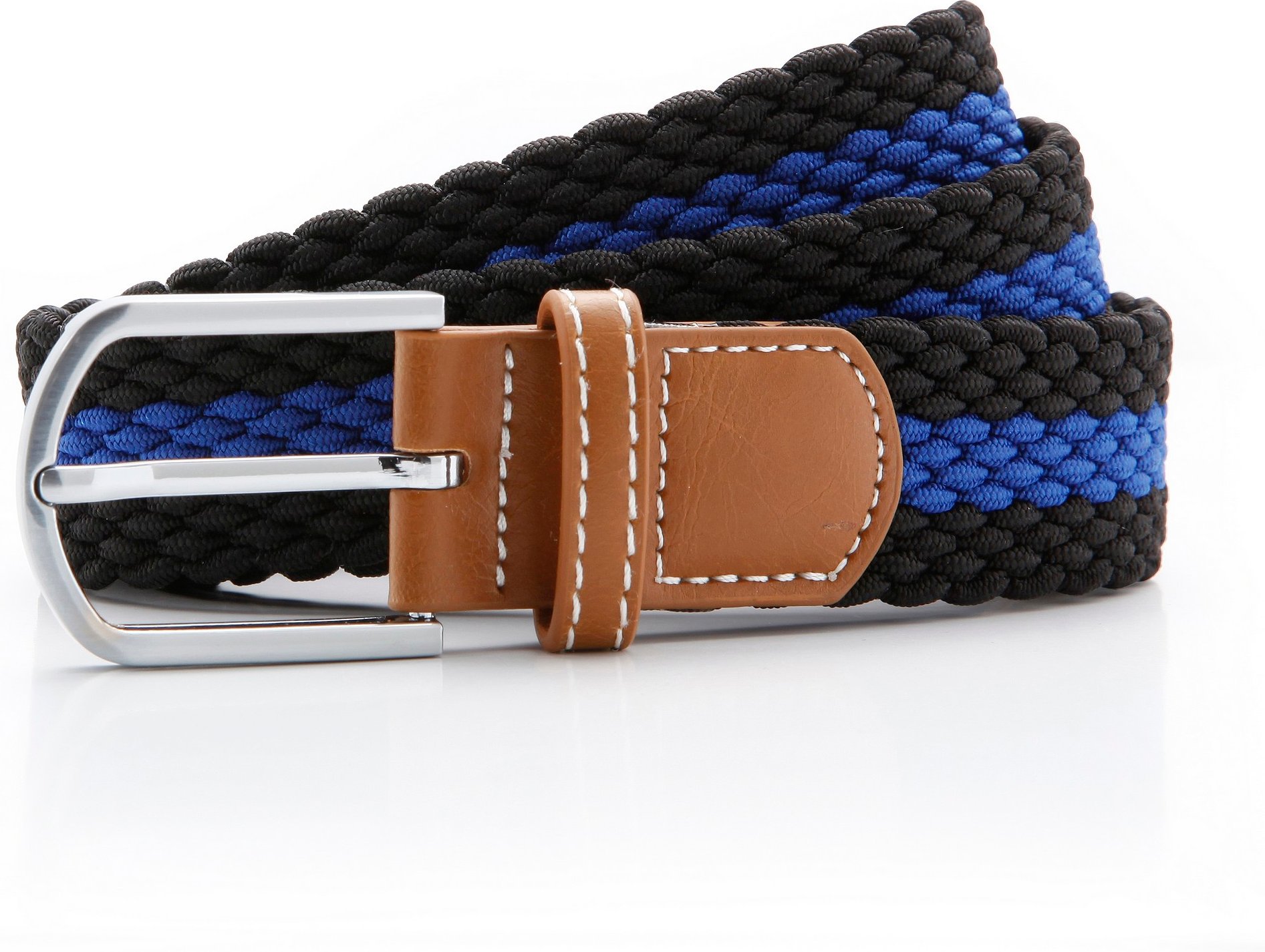 Asquith & Fox Herren Zweifarbiger Streifen Flechtgürtel (Schwarz/Royal)