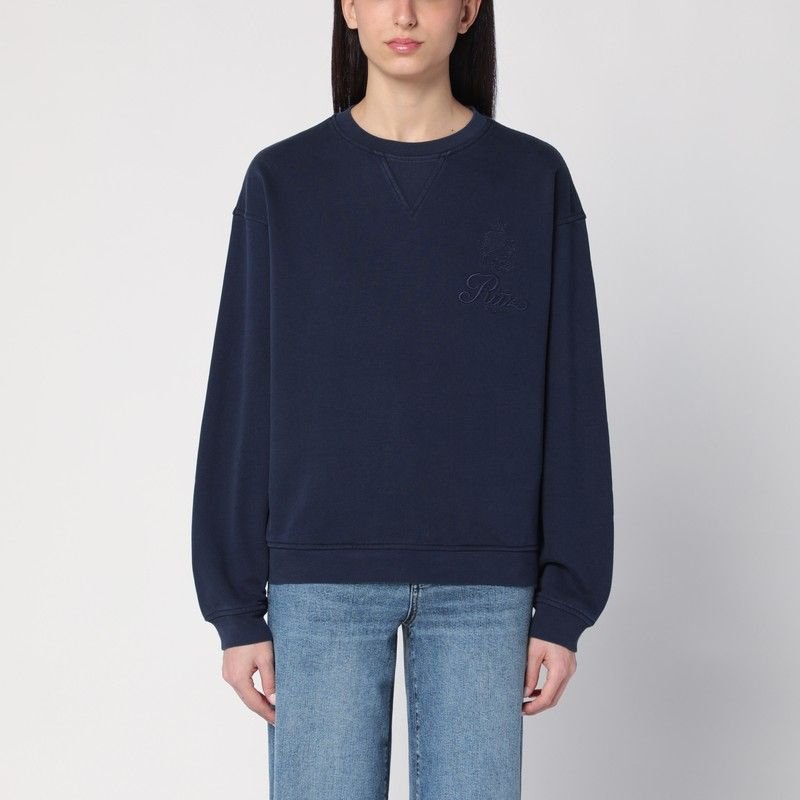 Marineblaues Baumwollmischung Sweatshirt