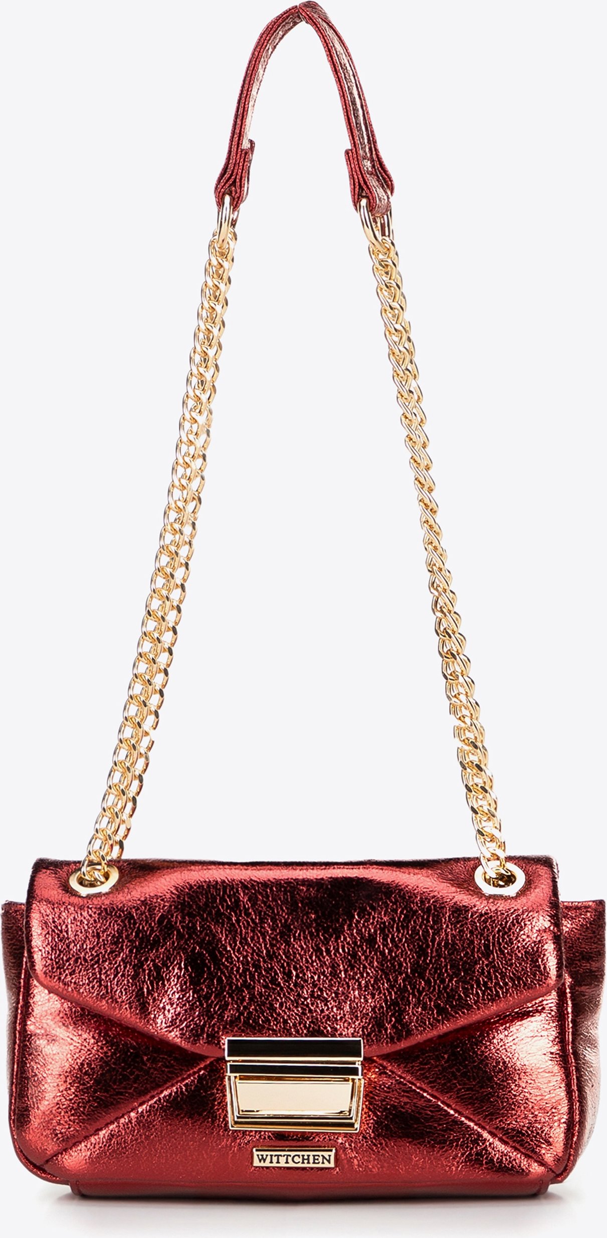 Wittchen Mini-Umhängetasche für Damen aus glänzendem rotem Öko-Leder