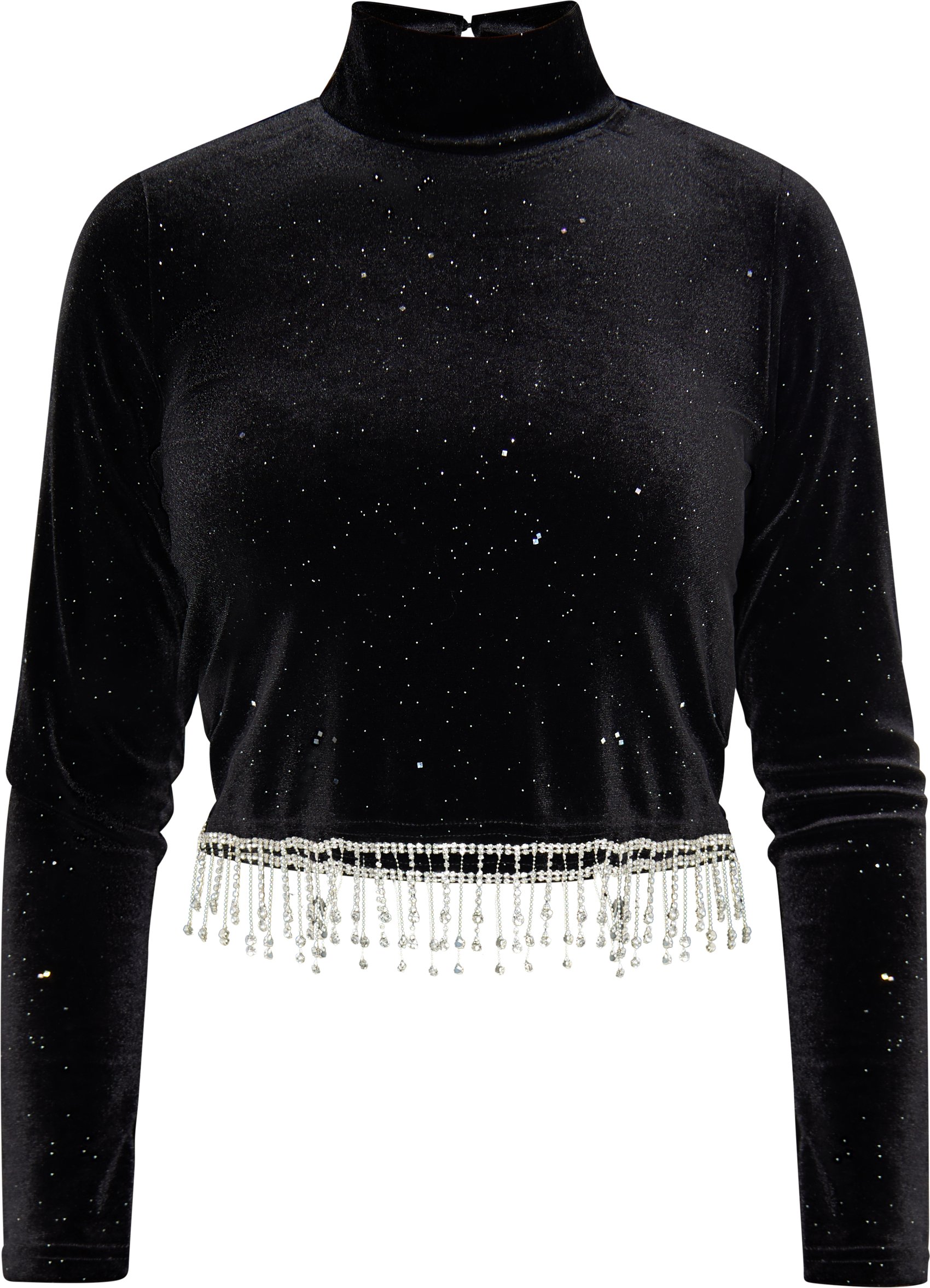 Faina Glitzershirt aus Stretchsamt Damen schwarz