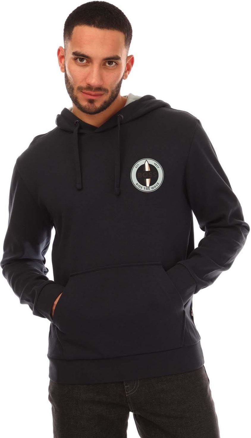 Thumbnail - Boss - Kapuzenpullover Aufnähen für Herren (Dunkelblau)