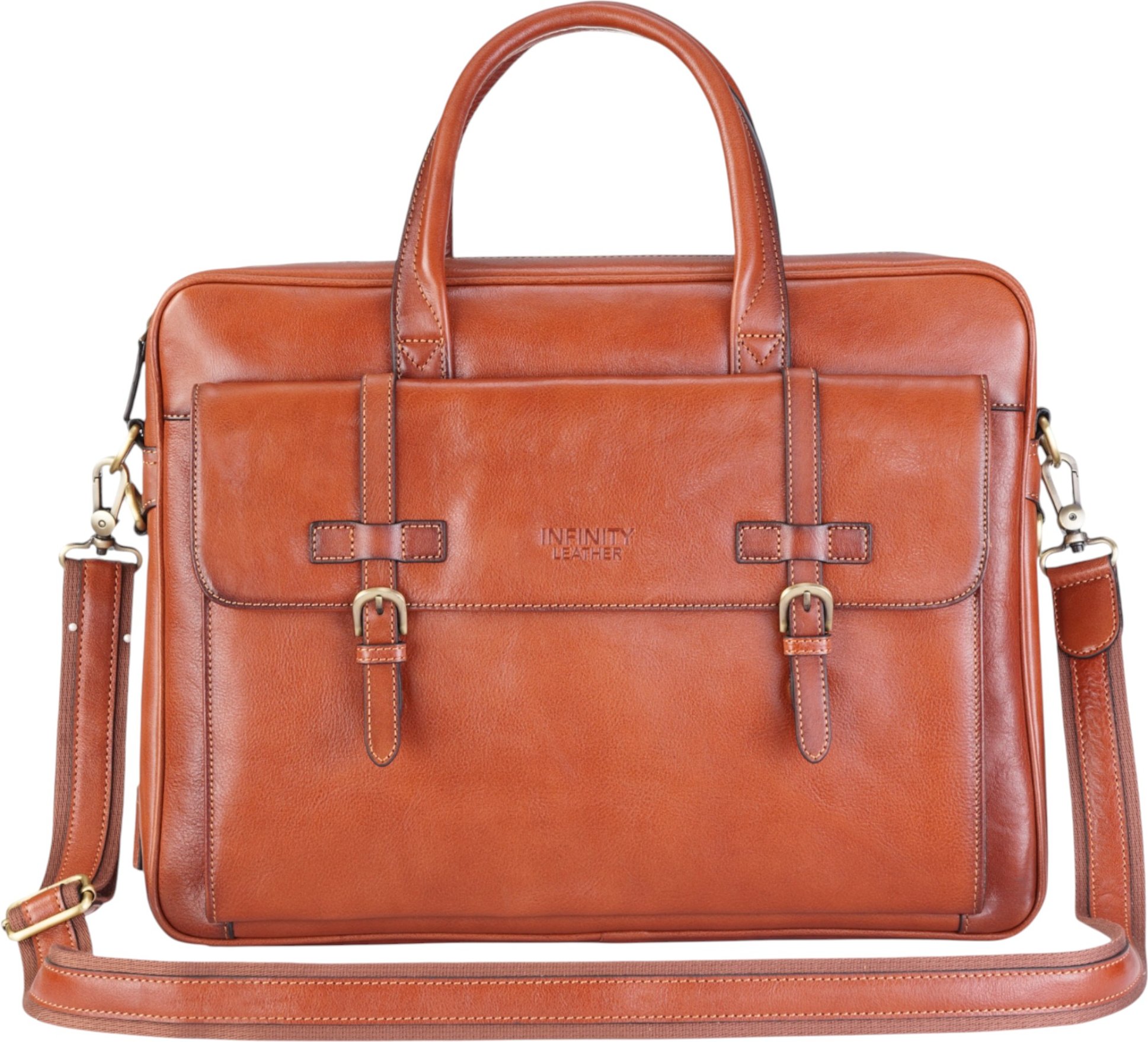 Echtleder Laptoptasche in Hellbraun, Messenger-Umhängetasche - Belmont