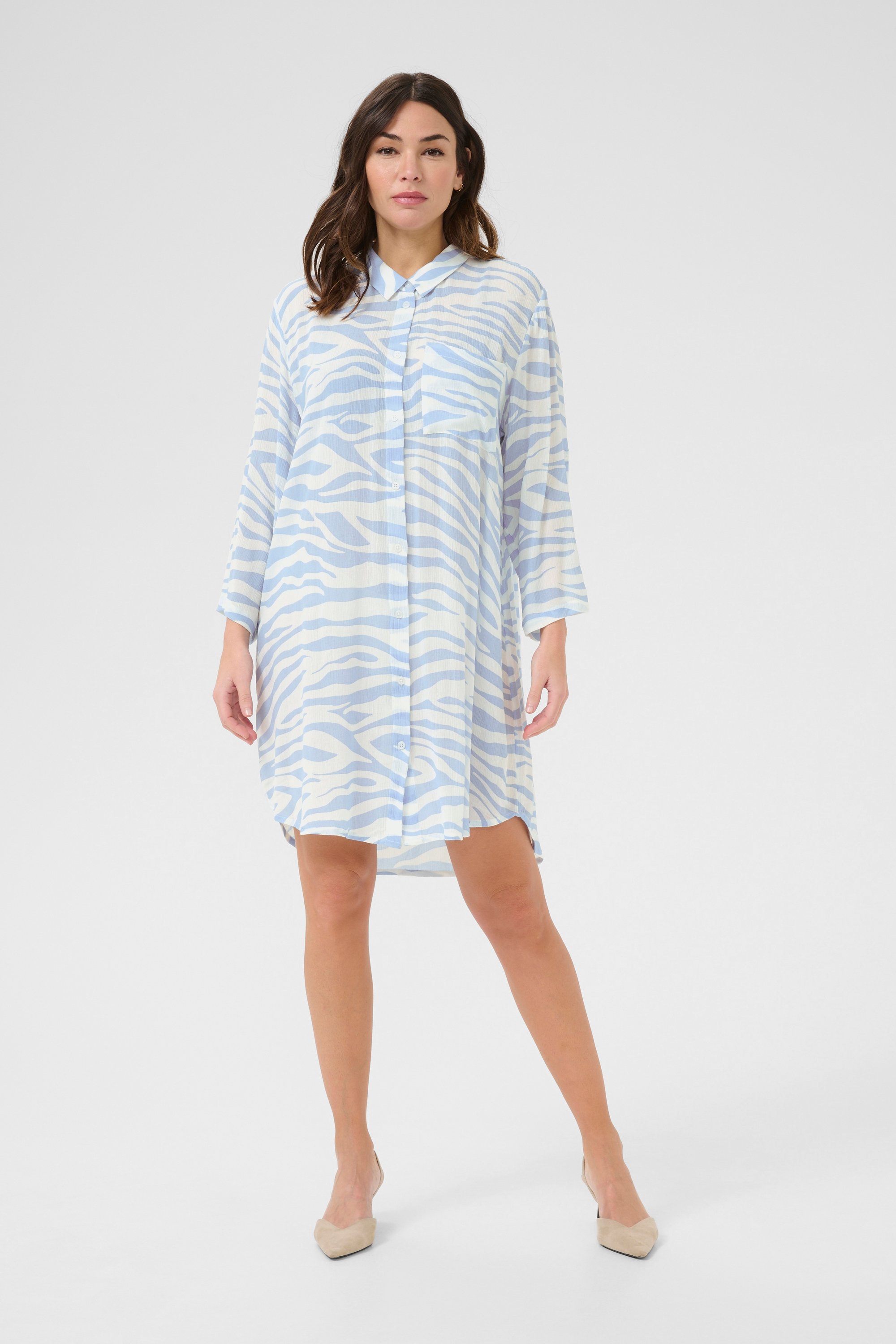 Thumbnail - Langarm - Hemd Loose fit Soft Chambray / Chalk Graphic light blue