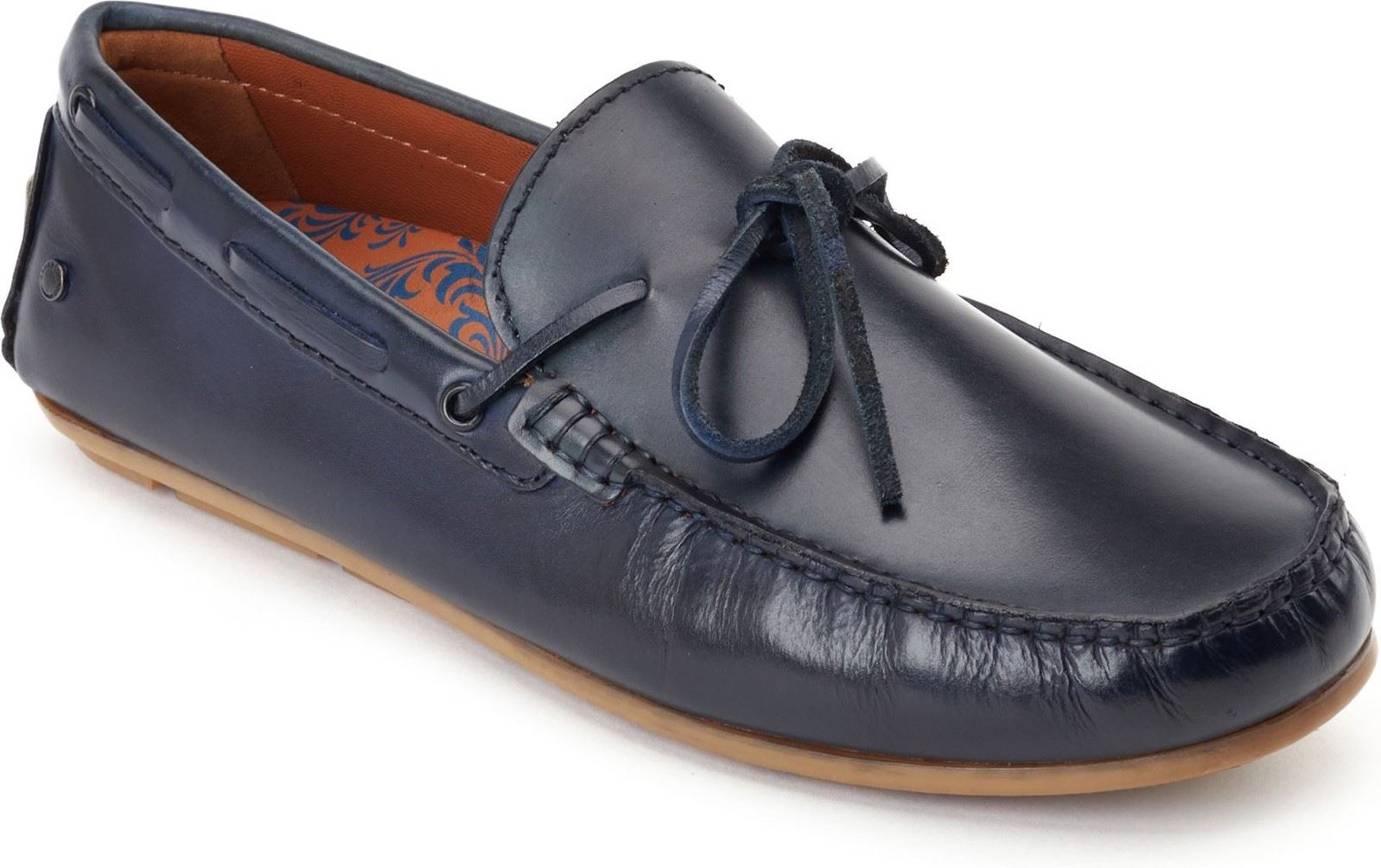 Base London Brooks Leder Herren Marineblaue Standard Slipper