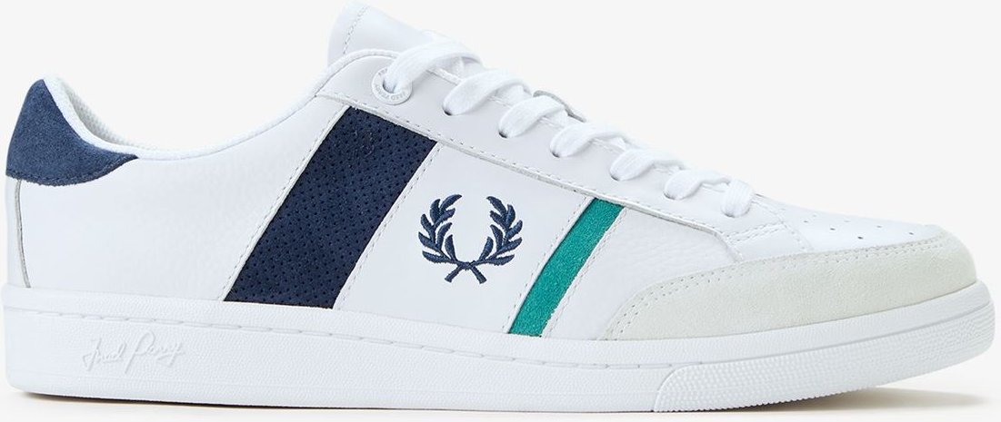 Fred Perry B725 Leder Wildleder Herren Weiß/Navy/Mint Sneaker