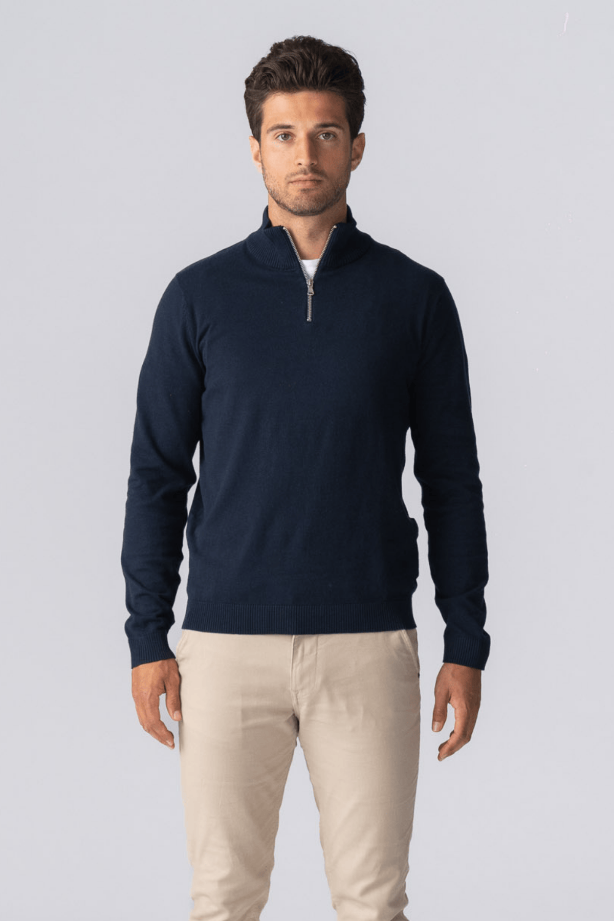 Pullover mit halbem Reißverschluss – Marineblau