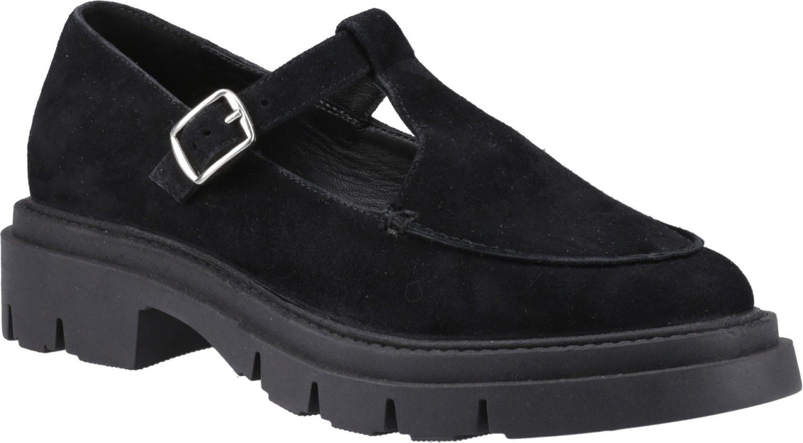 Thumbnail - Hush Puppies Nella T-Bar Wildleder Damen Schuhe in Schwarz
