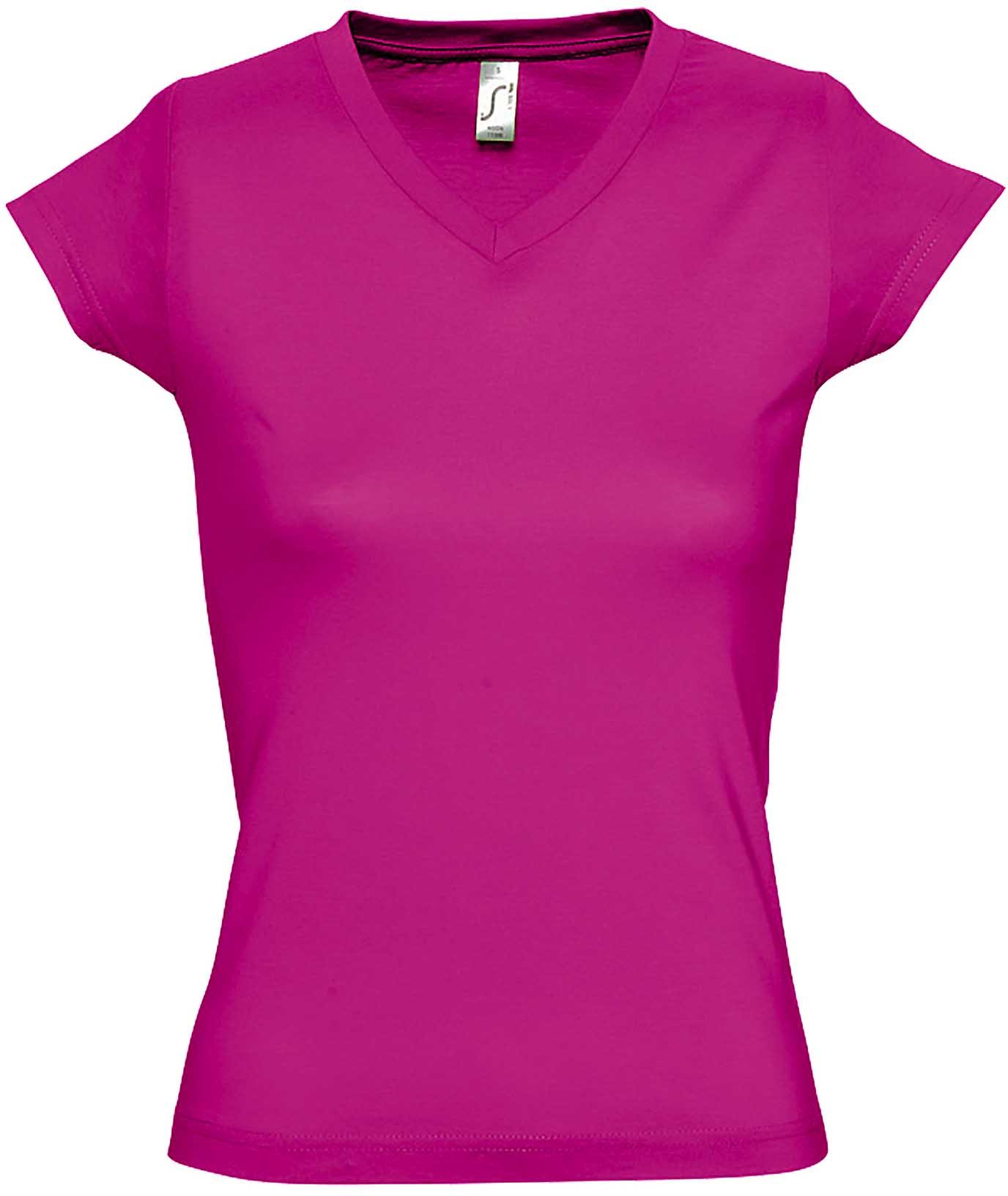 SOLs Damen/Damen Moon V-Ausschnitt T-Shirt mit kurzen Ärmeln (Fuchsia)