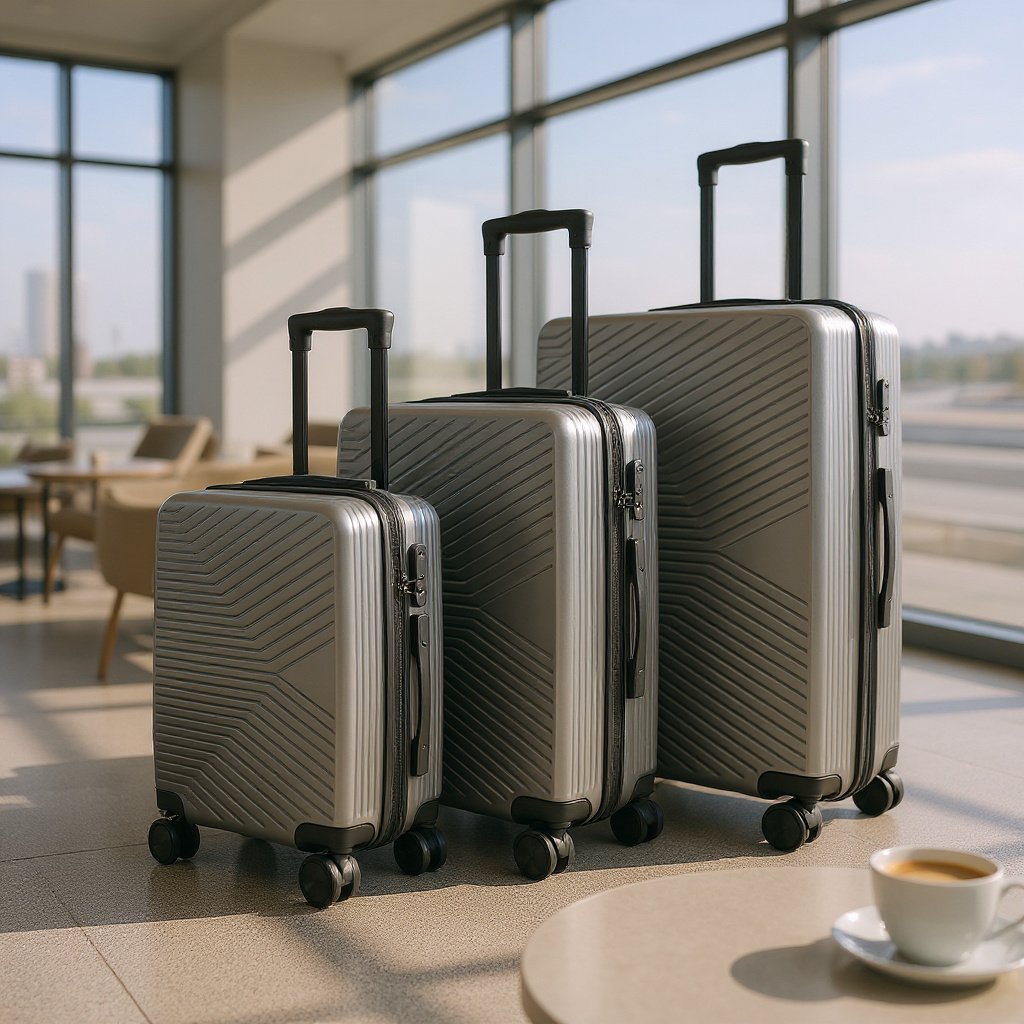 Hartschalenkoffer Anthrazitgrau Robustes 8-Rad-Handgepäckkoffer-Taschenset