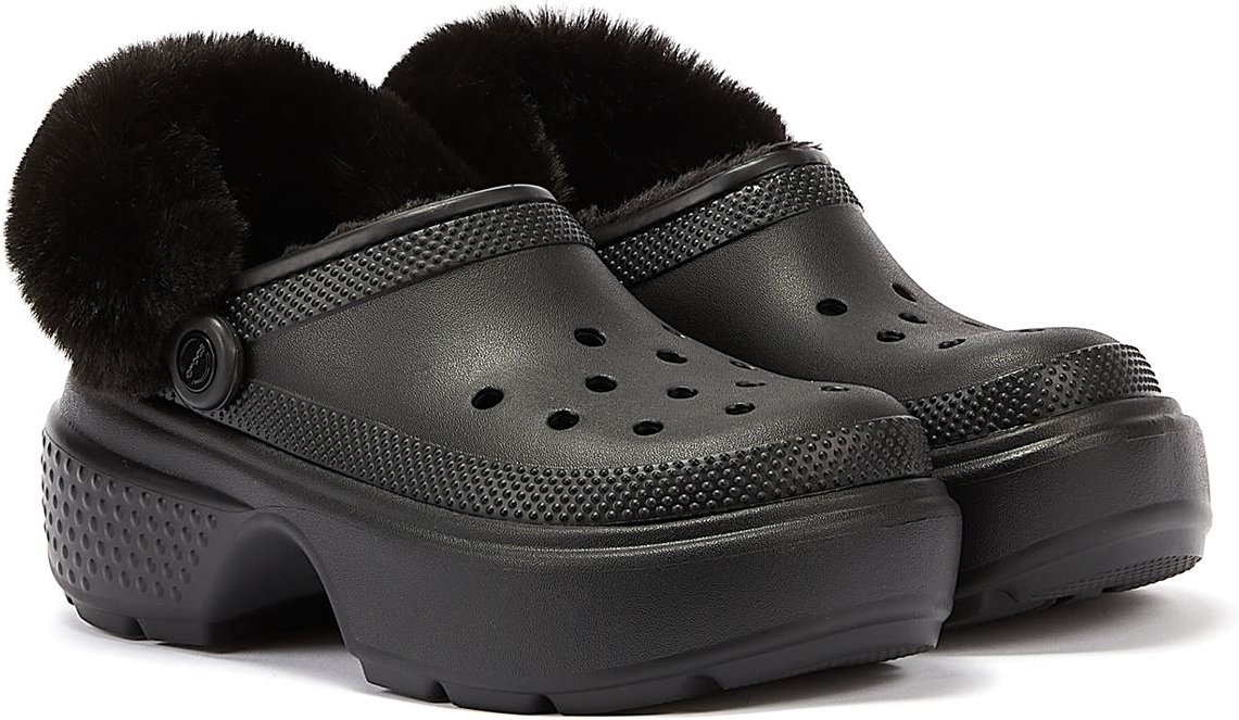 Stomp Lined Pantoletten - Crocs - Thermoplastik - Schwarz