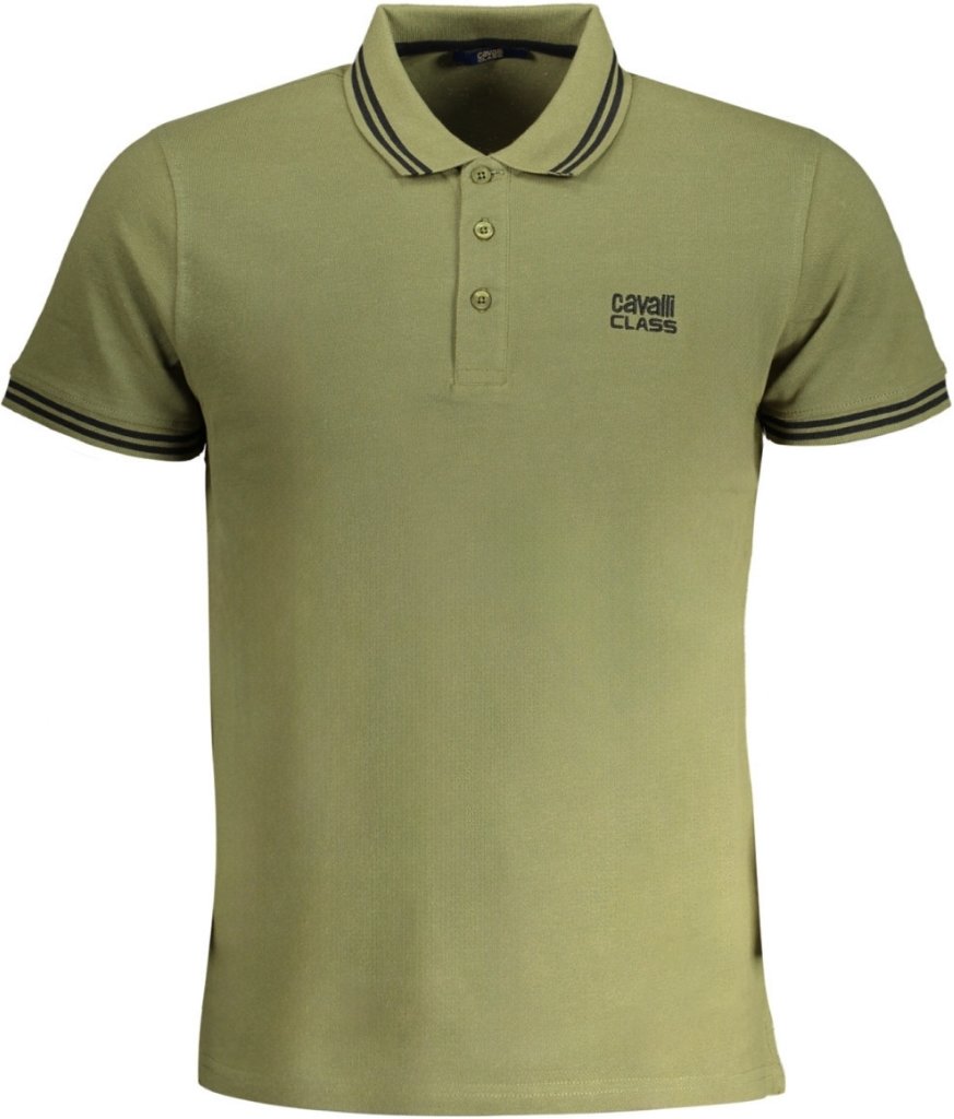 Cavalli Class Polo-Shirt mit grünem Logo und kontrastierendem Kragen