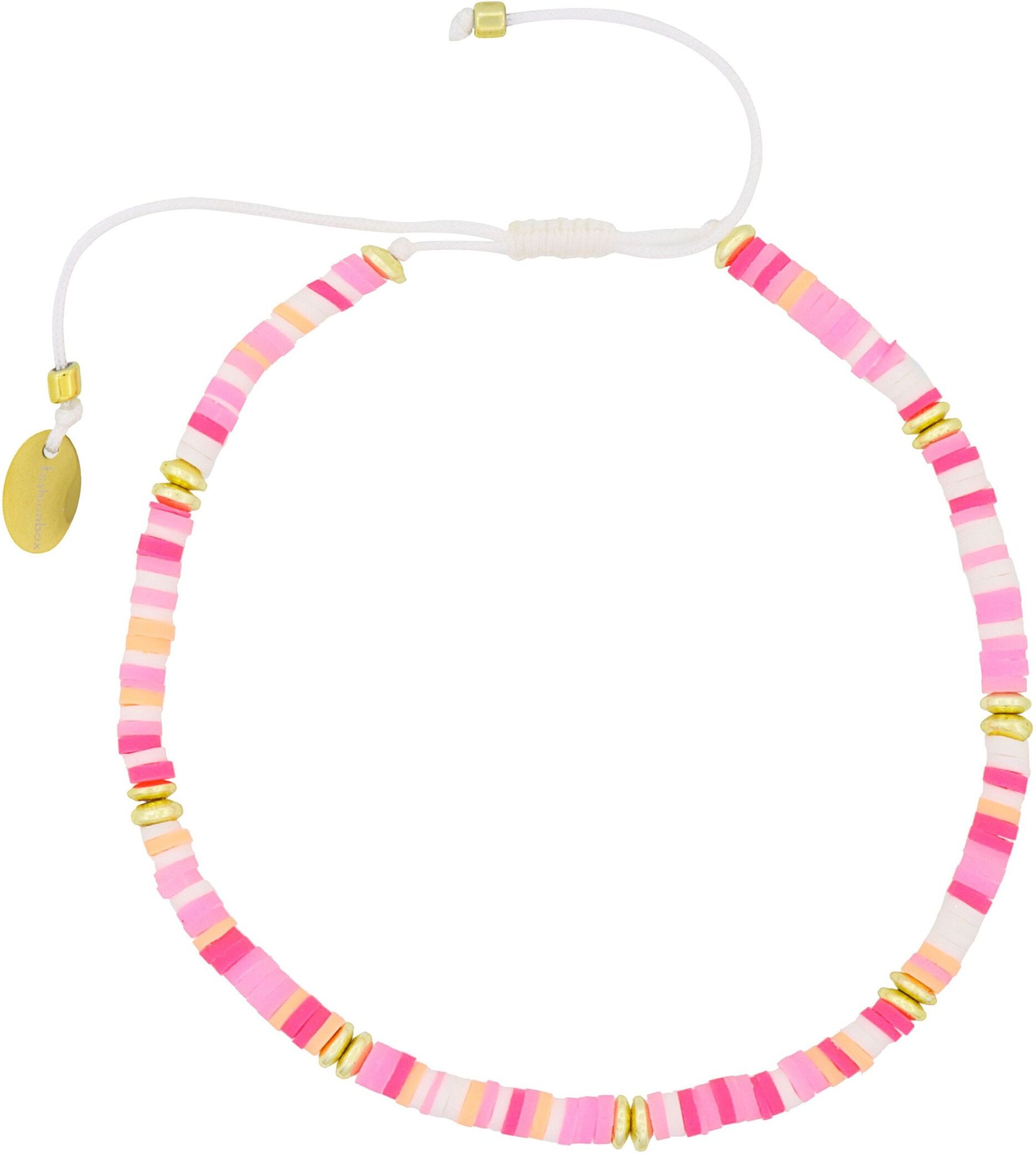 Fashionbox Fußkette Vinylplättchen pink multicolor vergoldet