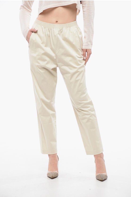 Baumwoll-MILITARY-Chinos mit elastischem Bund in Beige