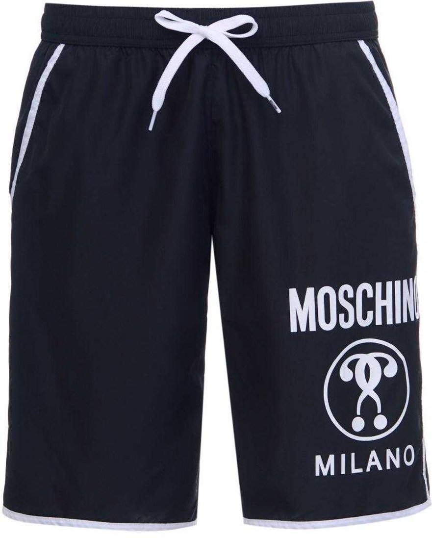 Moschino - "Milano" Badeshorts für Herren, Lang (Schwarz/Weiß)