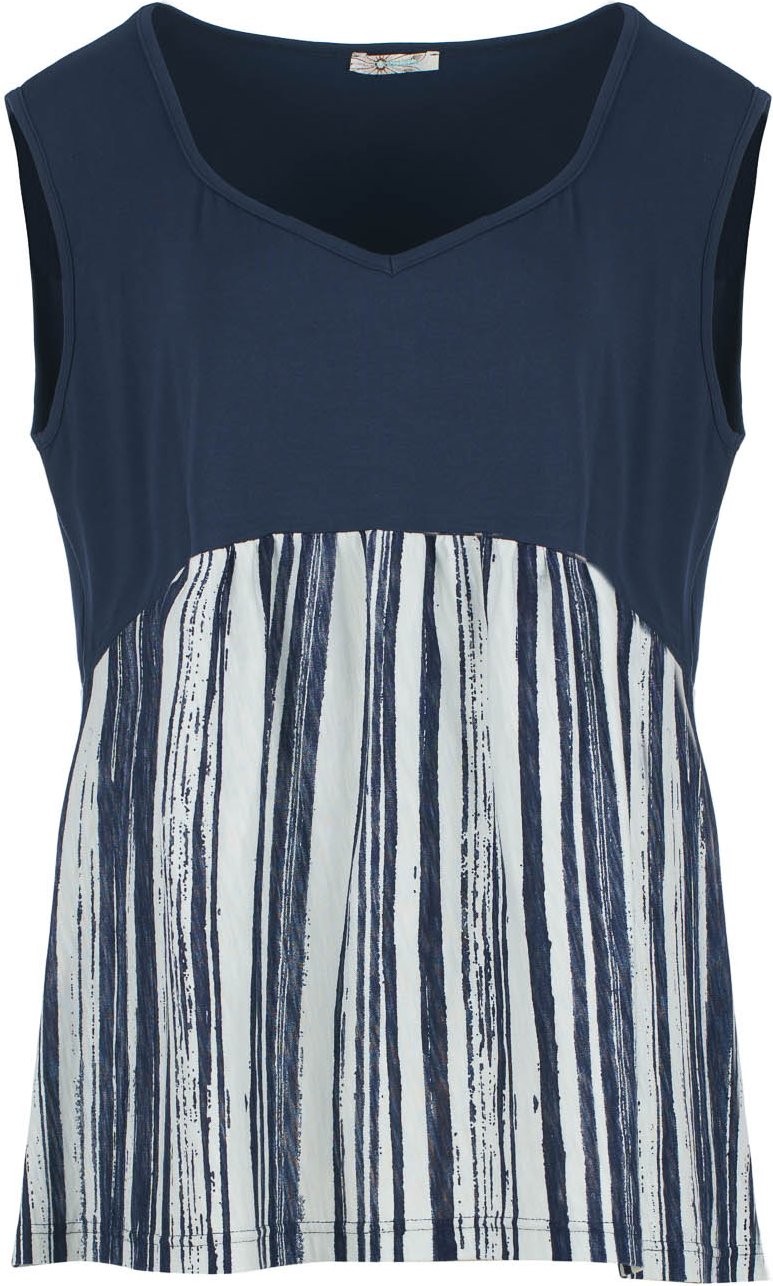 Plus Size Ozeanische Streifen Tank Top aus Viskosemischung