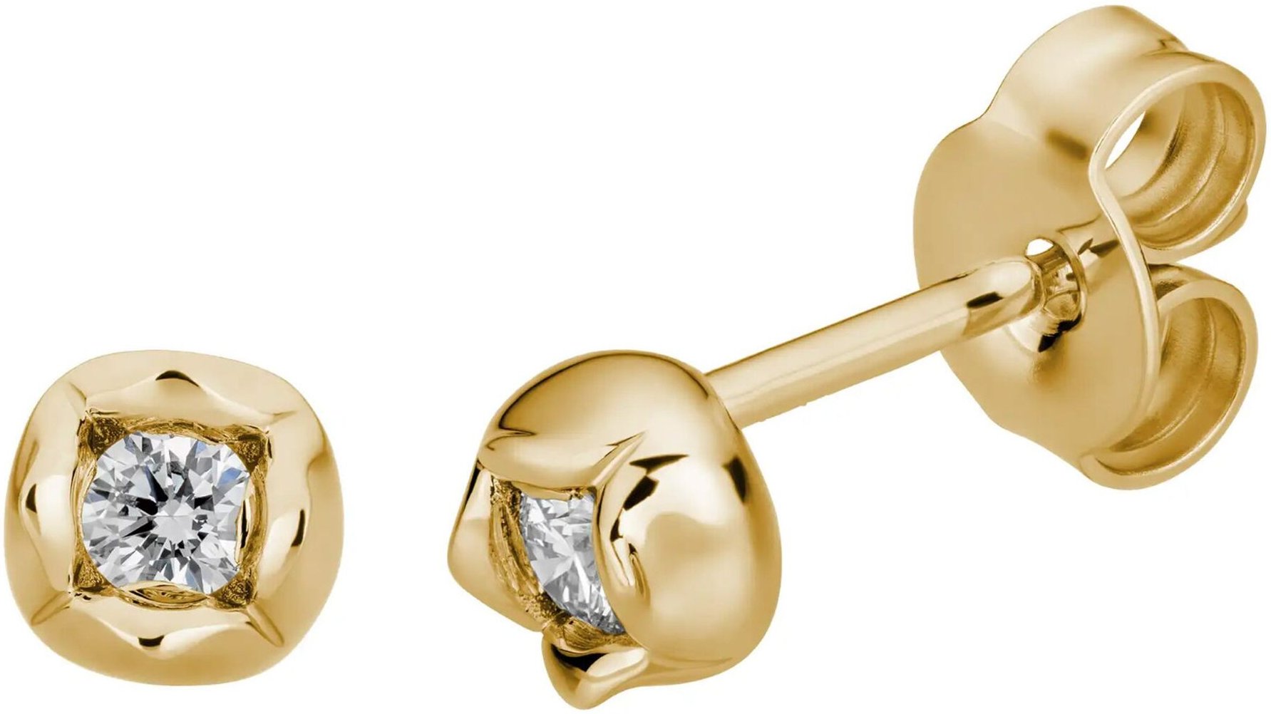 Thumbnail - Lyomi Ohrstecker 585/- Gelbgold Blüte 2 synth. Diam. 0,10 ct.