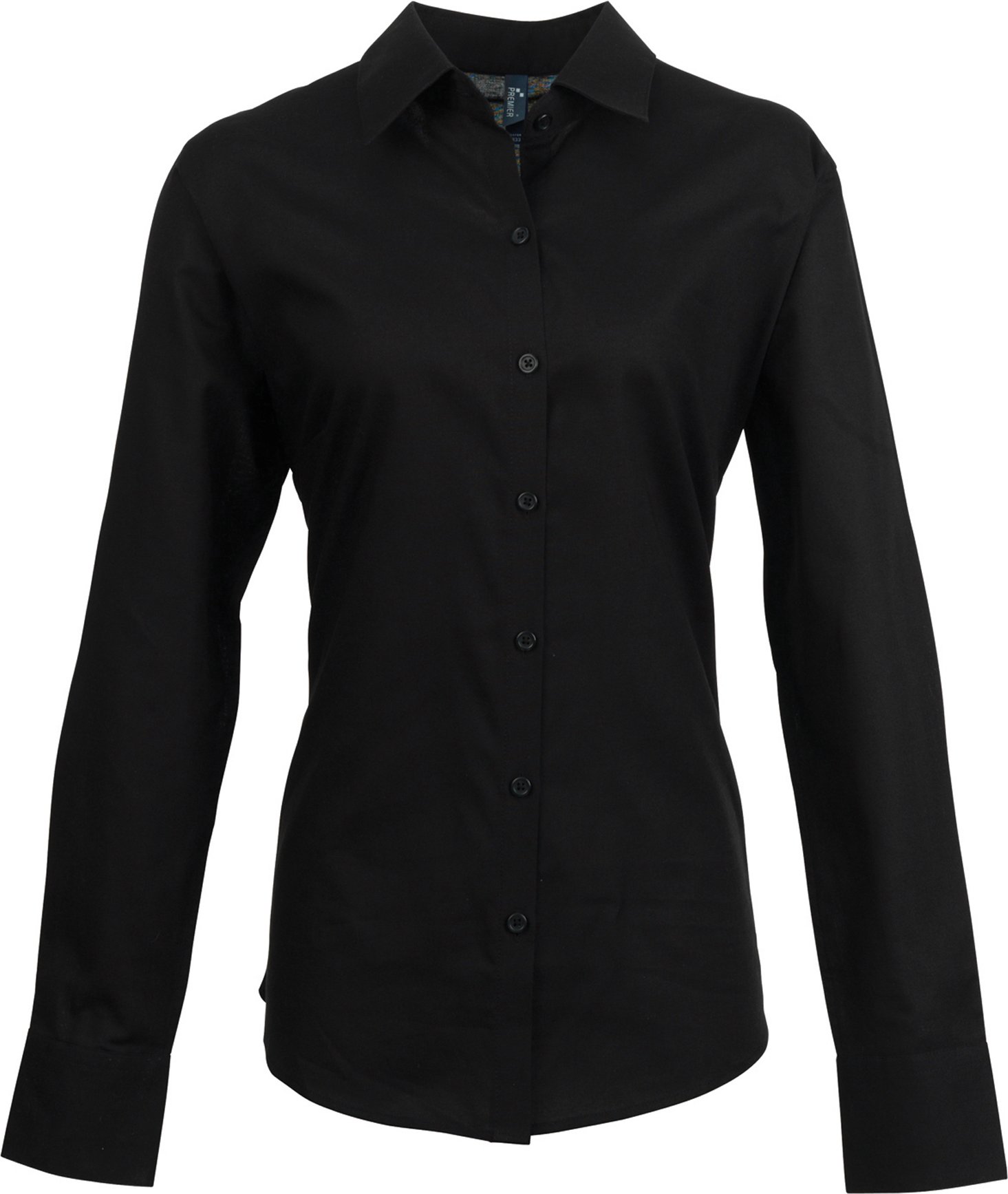 Premier Damen Oxford-Bluse / Bluse / Arbeitshemd, langärmlig (Schwarz)