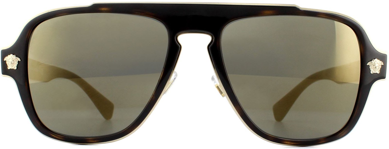 Versace Sonnenbrille VE2199 12524T Dunkel Havanna Dunkel Grau Spiegel Gold