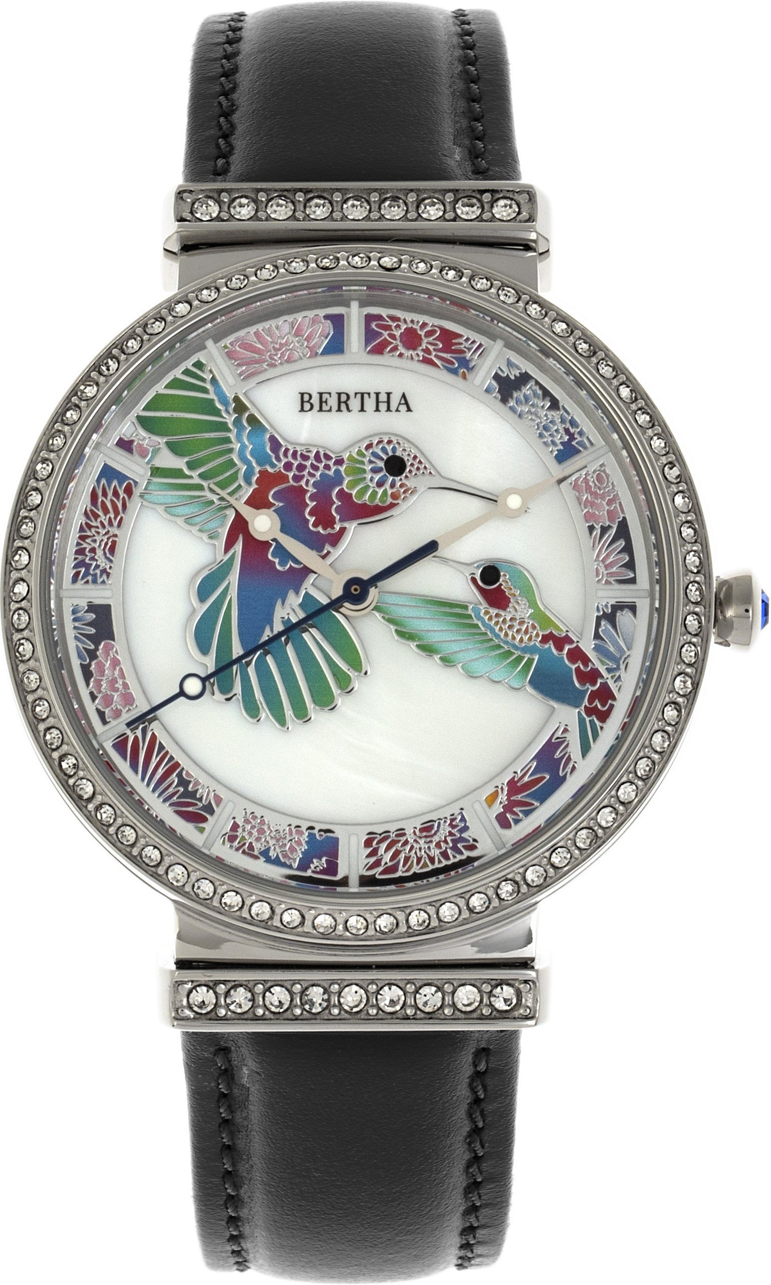 Bertha Emily Perlmutt-Lederarmbanduhr
