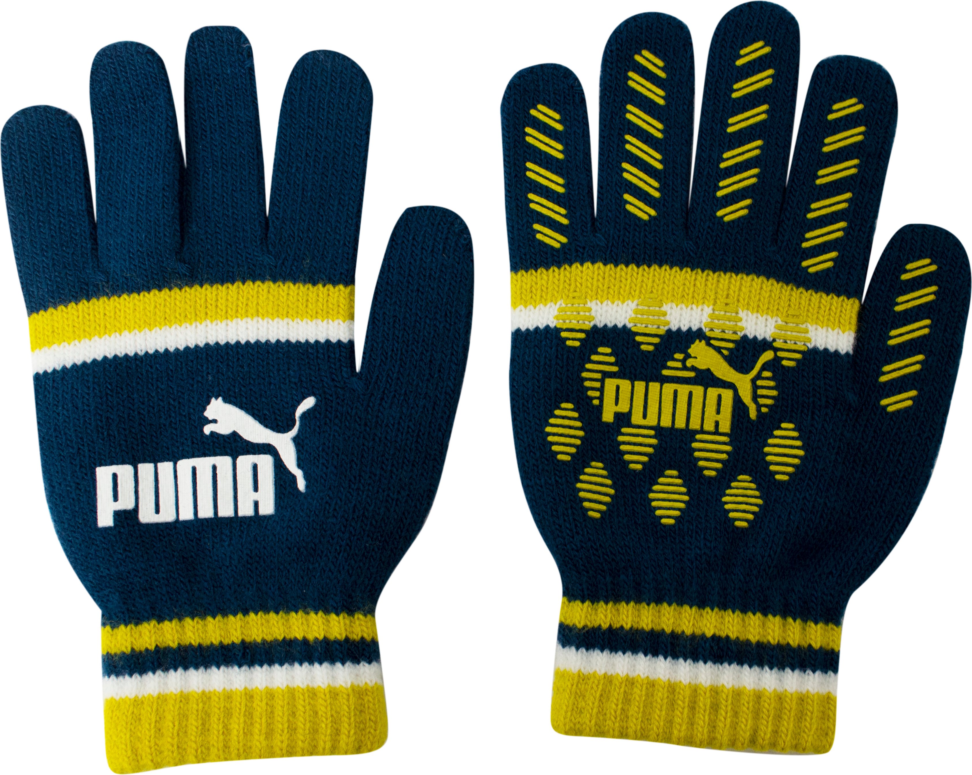 Puma Cat Magic Big Logo Winter Herren Handschuhe blaugrün gelb 041678 02