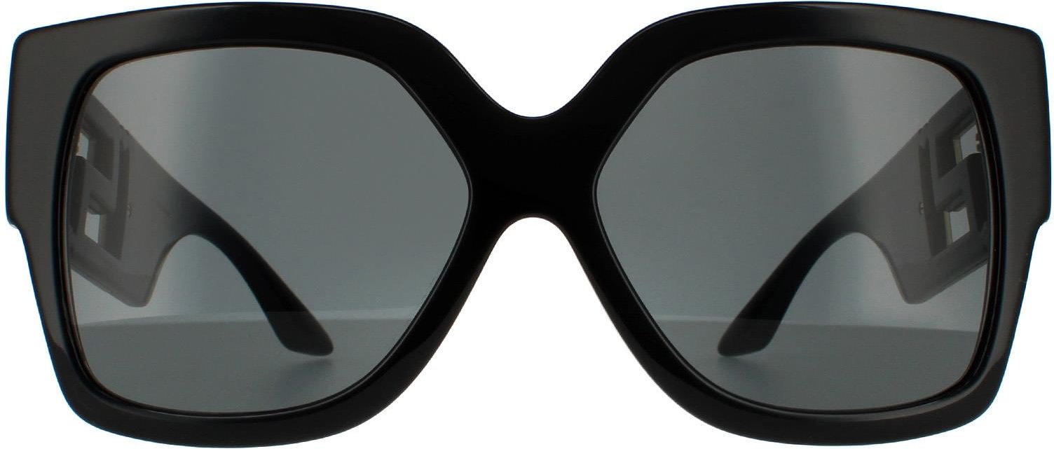 Thumbnail - Versace Square Womens Schwarz Dunkel Grau Sonnenbrille